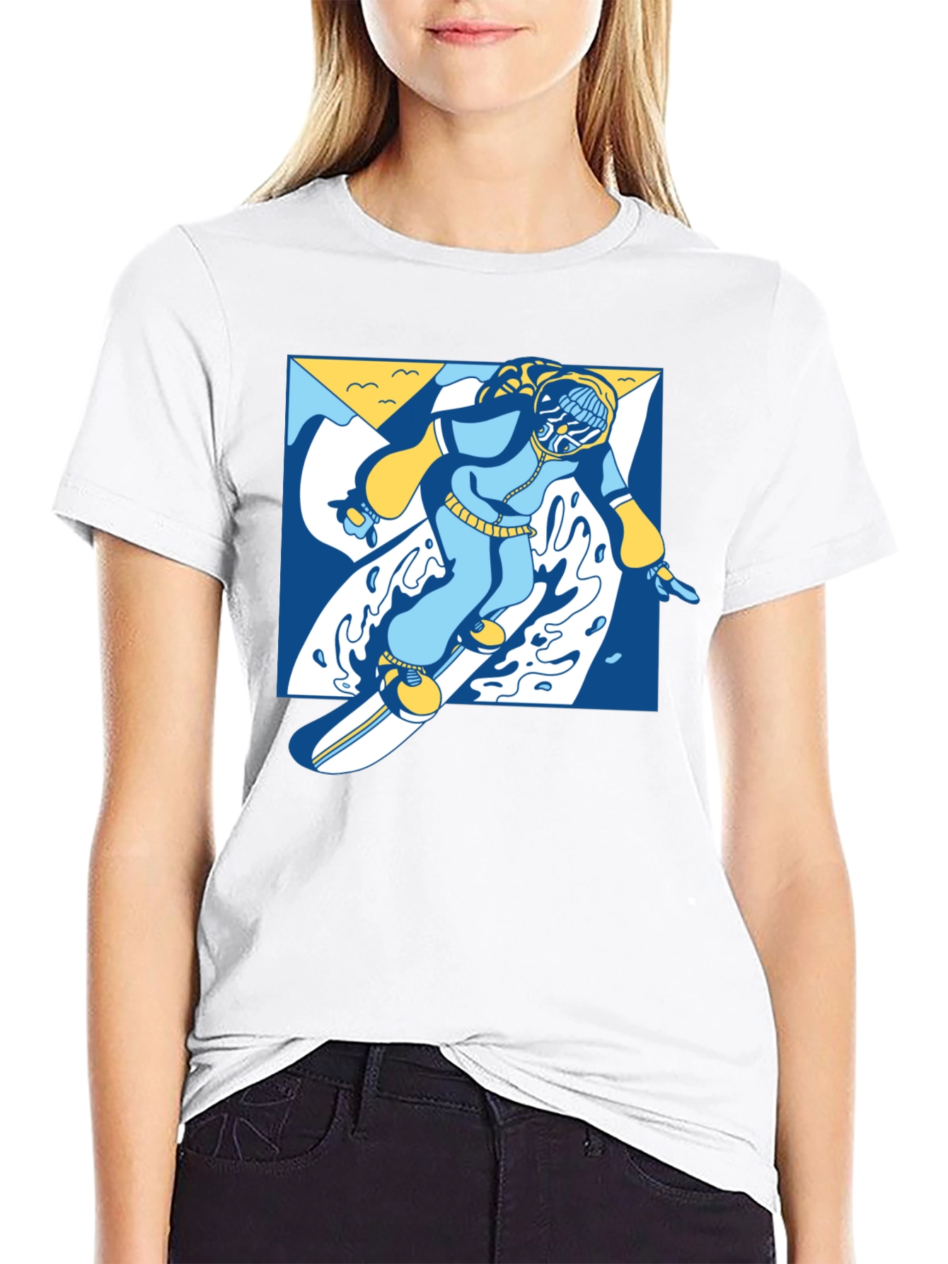 Black Cool Snowboarder Graphic T-Shirt view 9