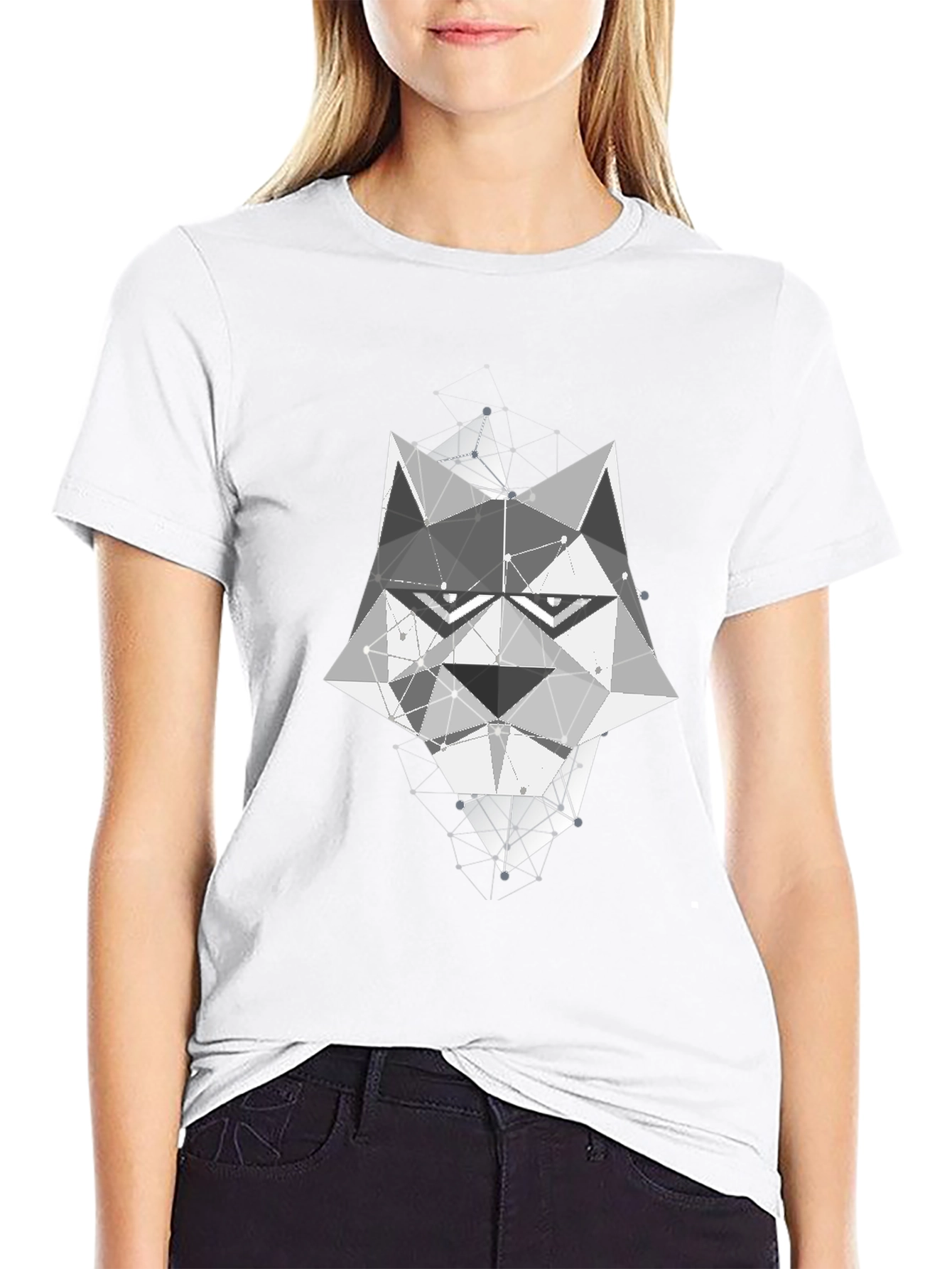 Black Geometric Wolf Graphic T-Shirt view 9
