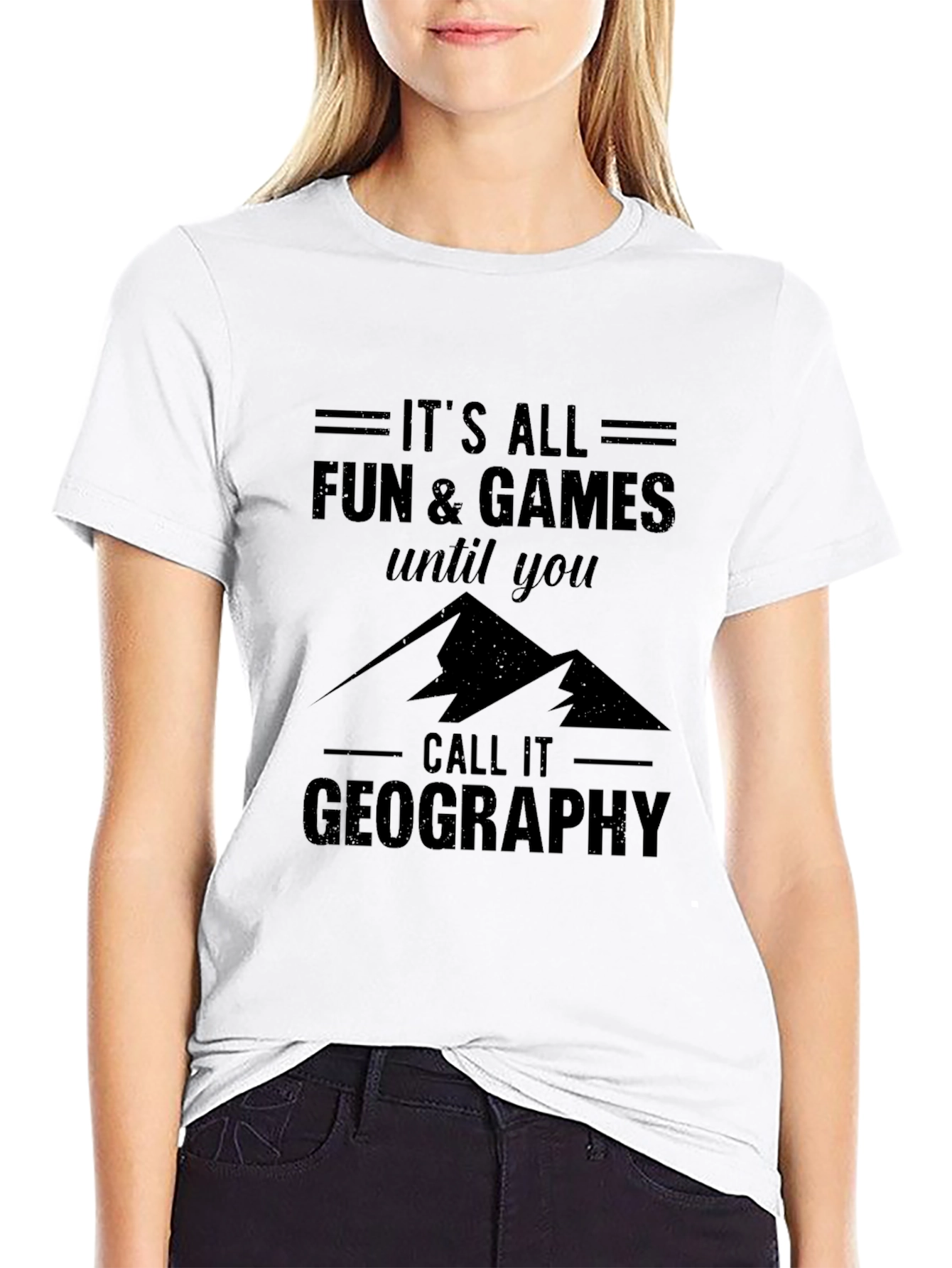 Black Funny Geography T-Shirt: It's All Fun & Games view 9