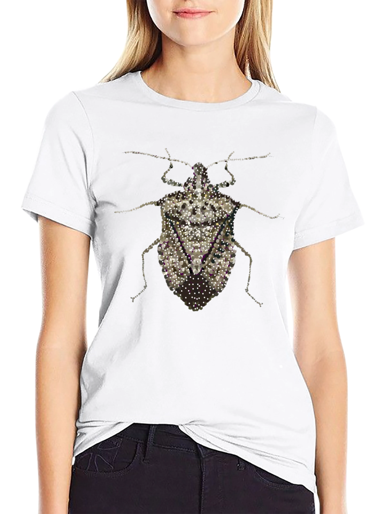 Black Unique Bug Print Graphic Tee - Black Cotton T-Shirt view 9