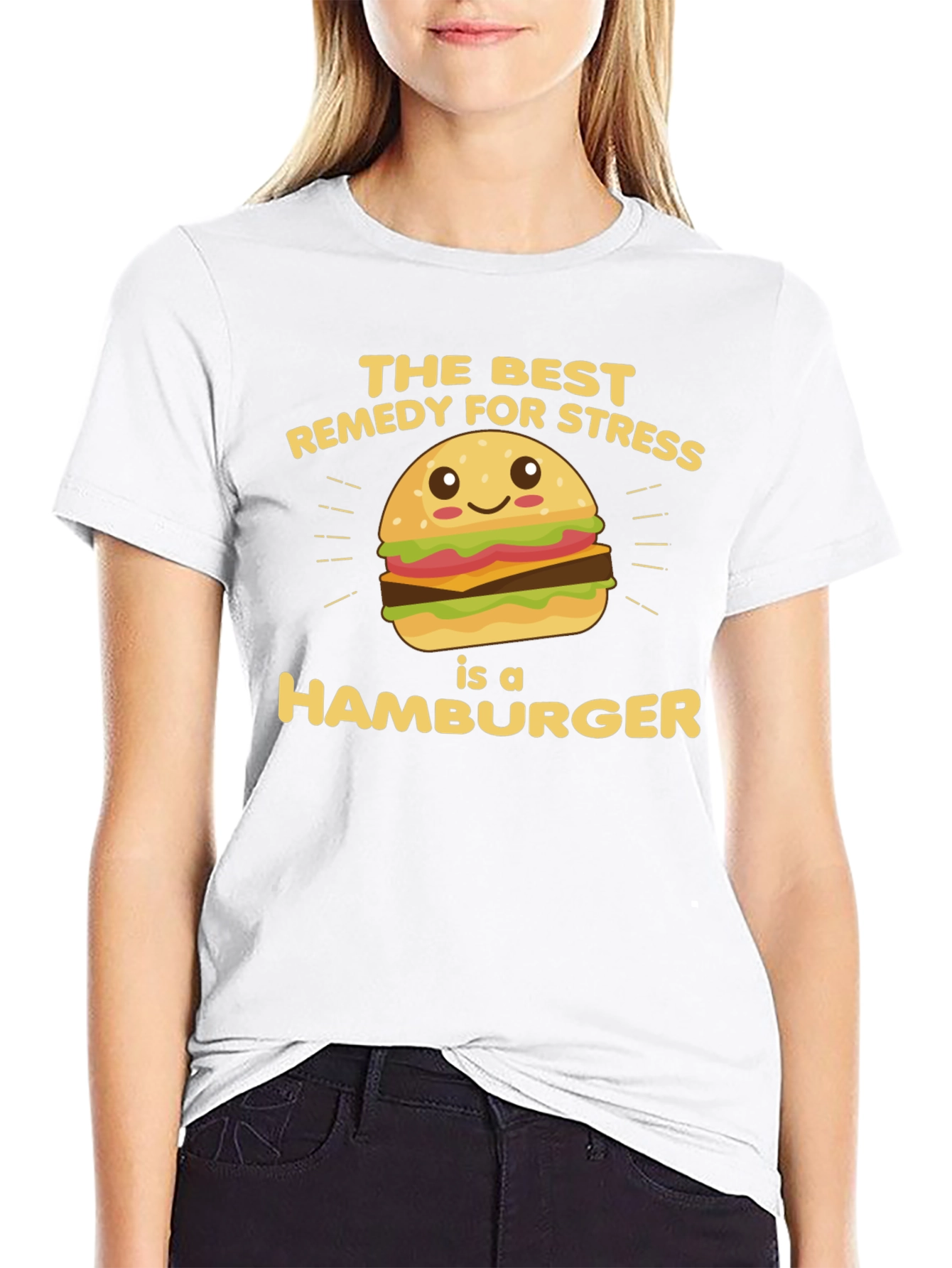 Black Hamburger Stress Relief T-Shirt view 9