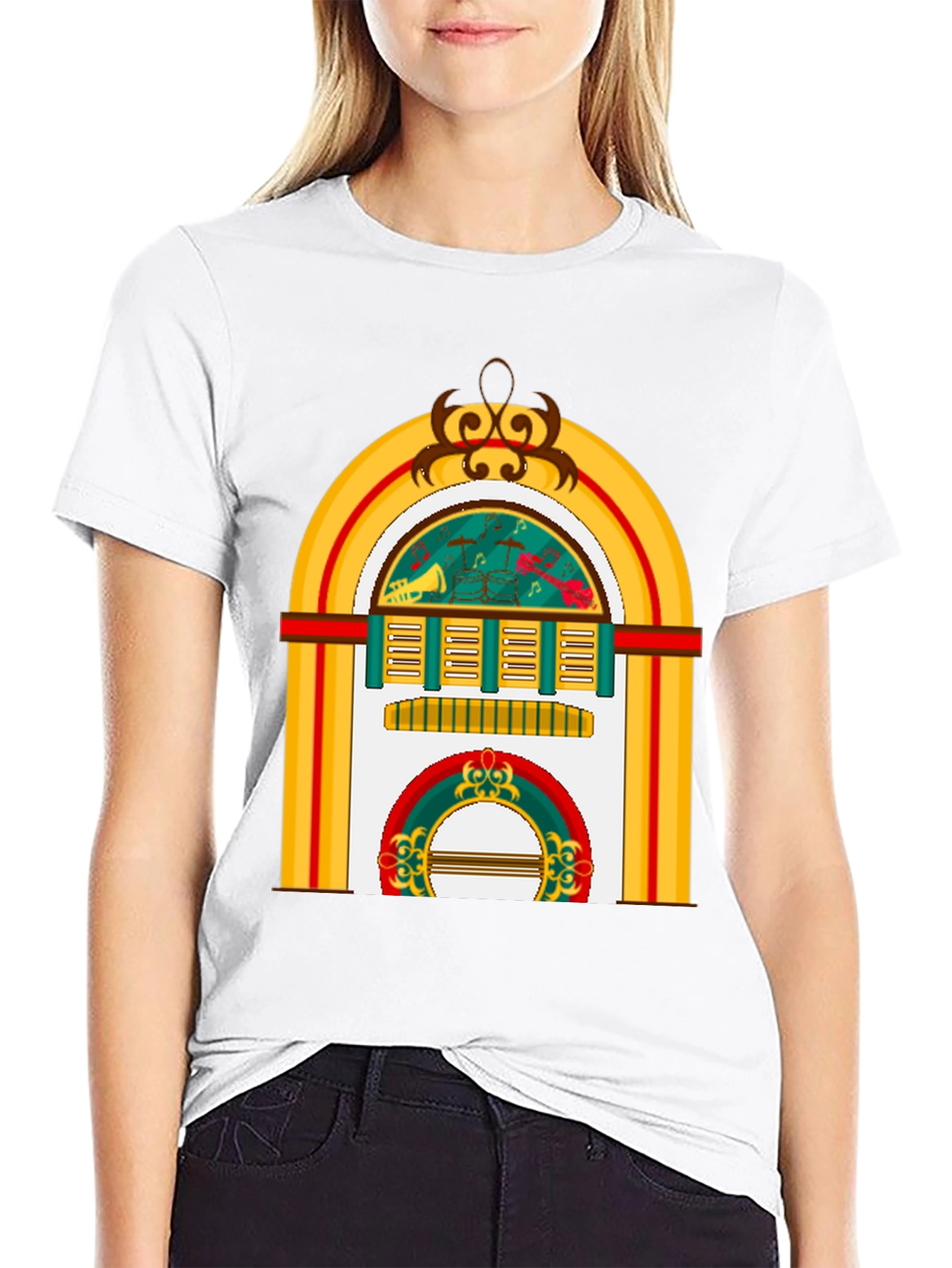 Black Retro Jukebox Graphic Tee - Musical Style view 9