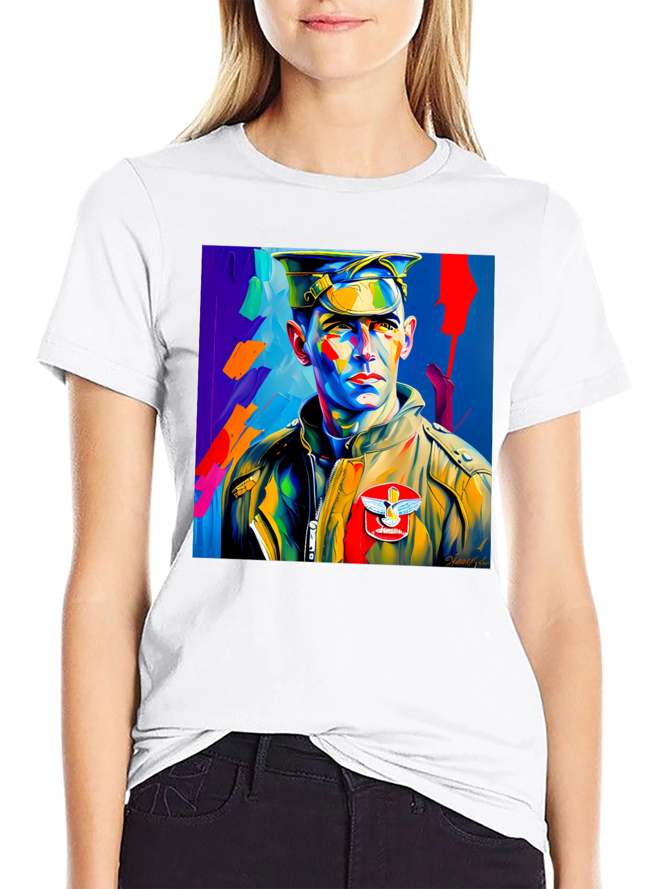 Pop Art Military Portrait Graphic Tee - 9