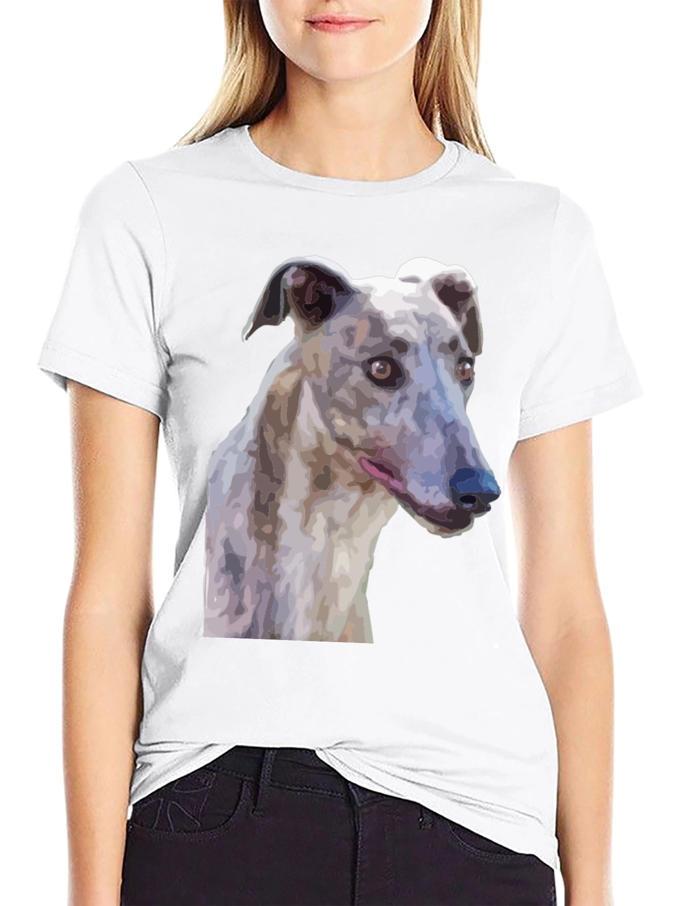 Black Greyhound Dog Graphic T-Shirt - Unisex Black Tee view 9