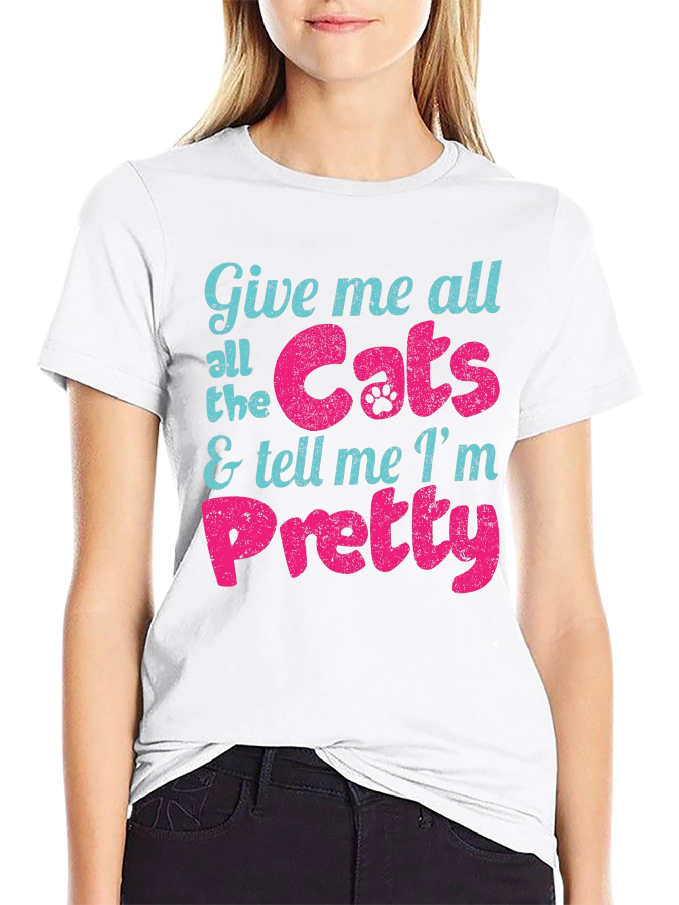 Black Give Me Cats and Tell Me I'm Pretty T-Shirt view 9