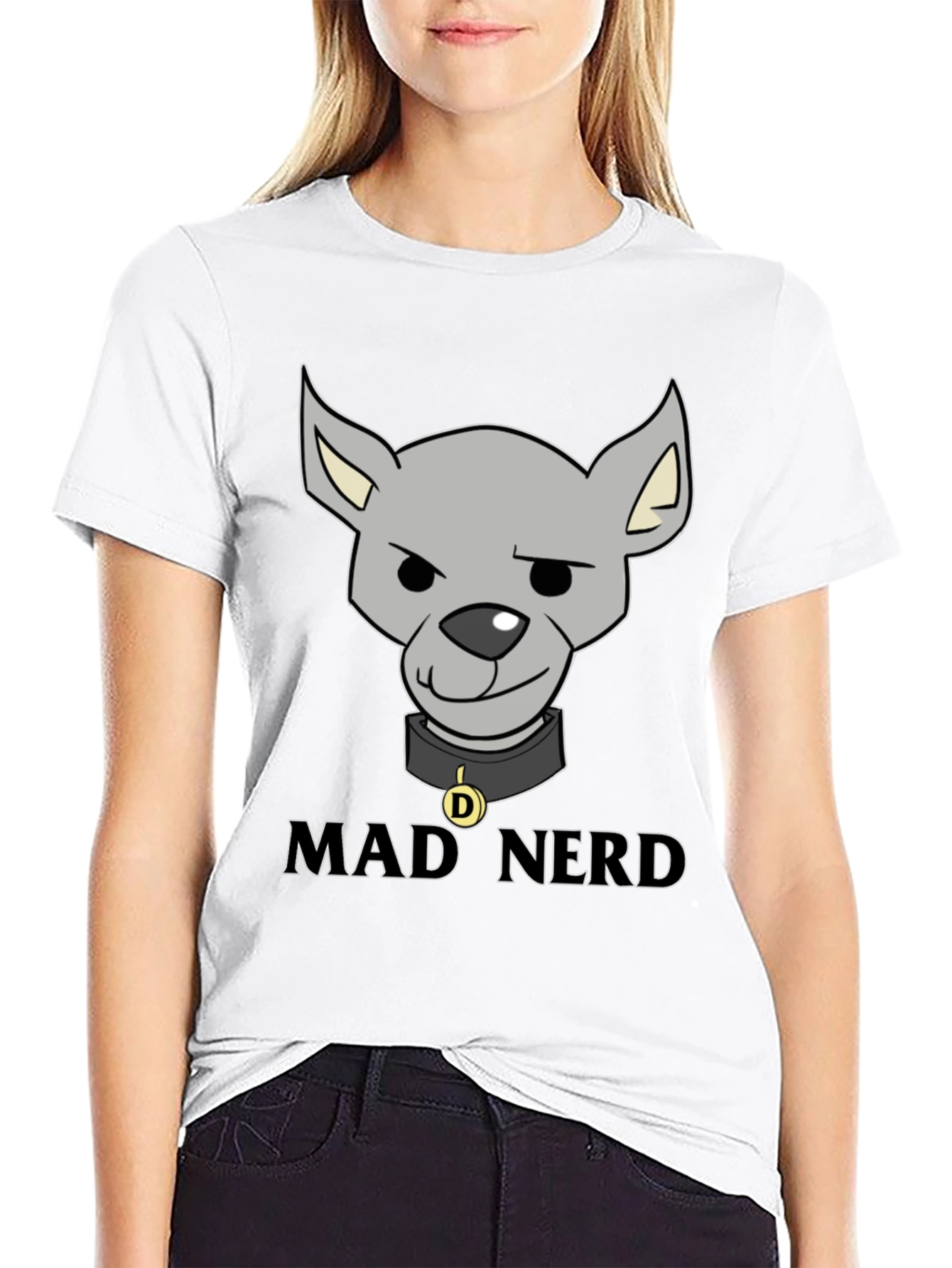 Black Mad Nerd Dog T-Shirt, Funny Geek Tee view 9