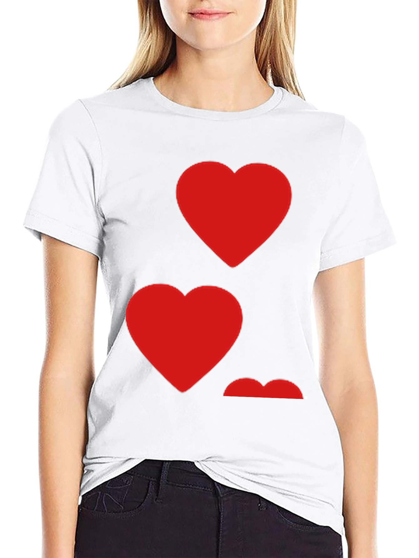 Black Heart Pattern Crew Neck Men's T-Shirt view 9