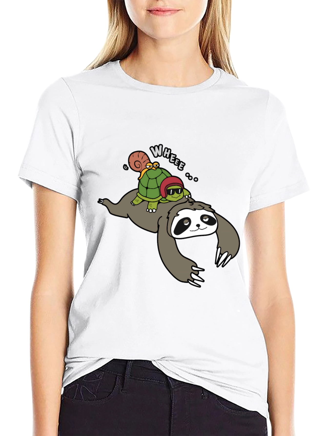 Black Sloth & Turtle Fun T-Shirt view 9