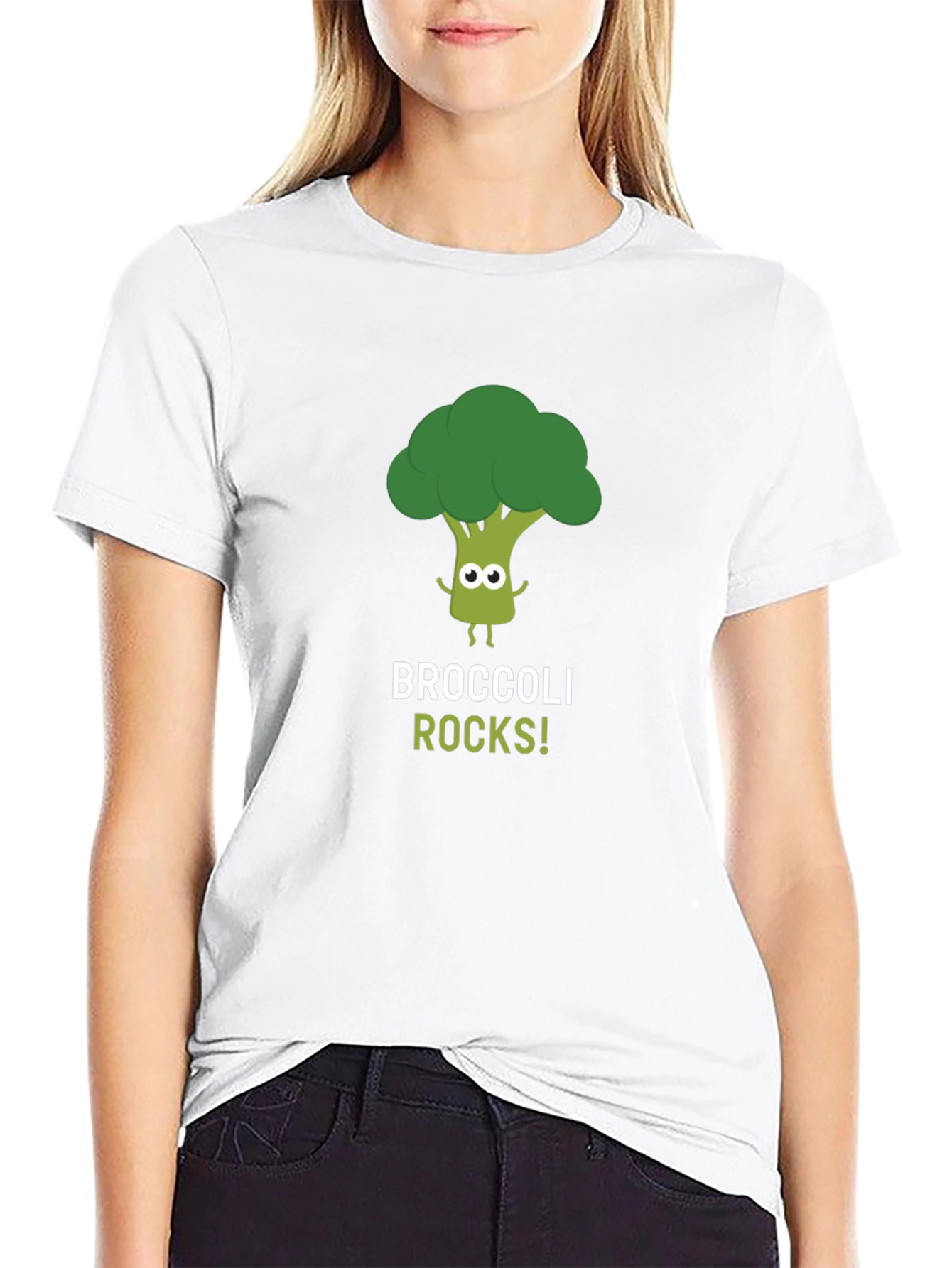 Black Broccoli Rocks Graphic Tee - Black Cotton T-Shirt view 9