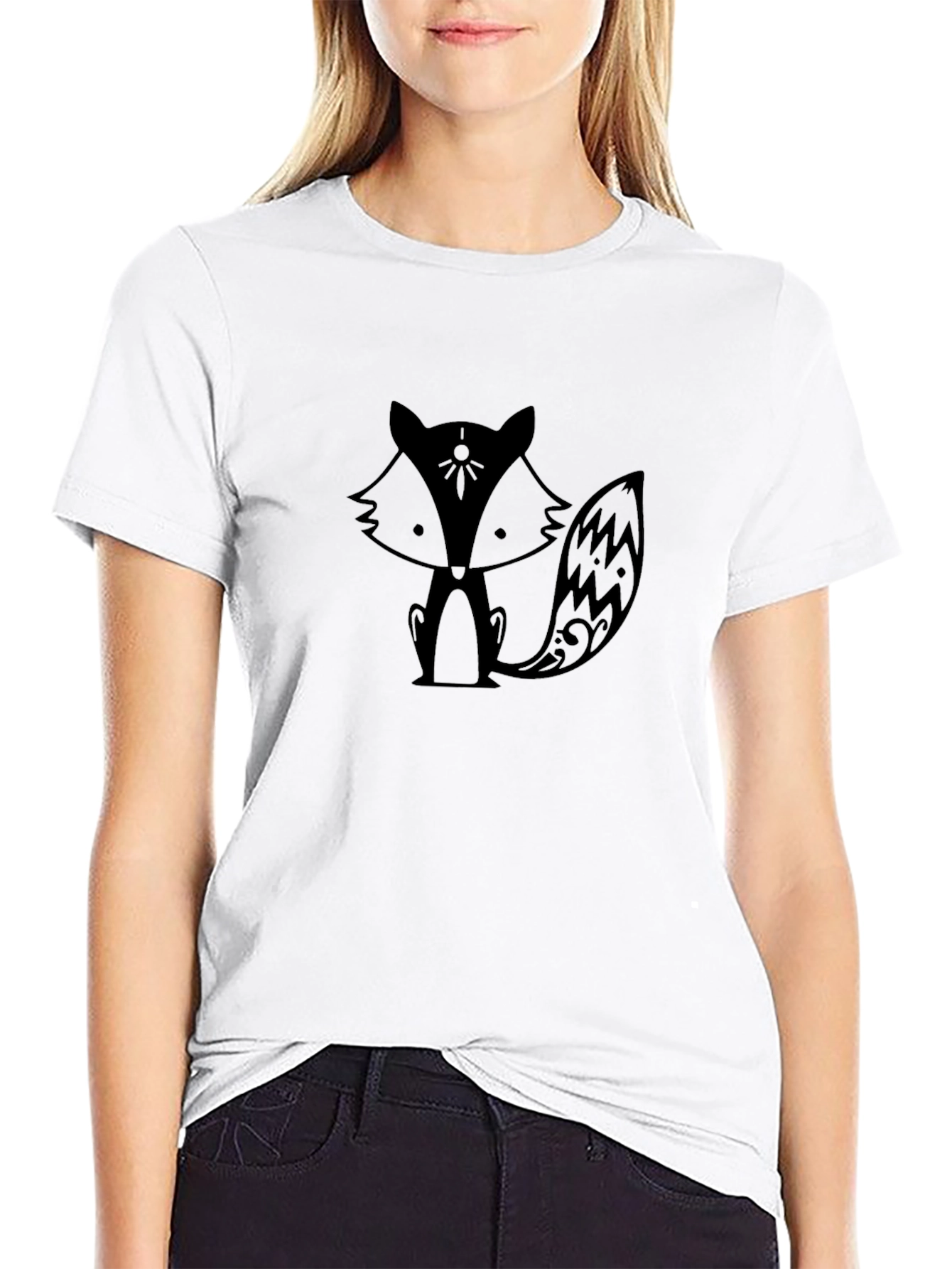 Black Cute Fox Graphic T-Shirt - Soft Cotton Tee view 9