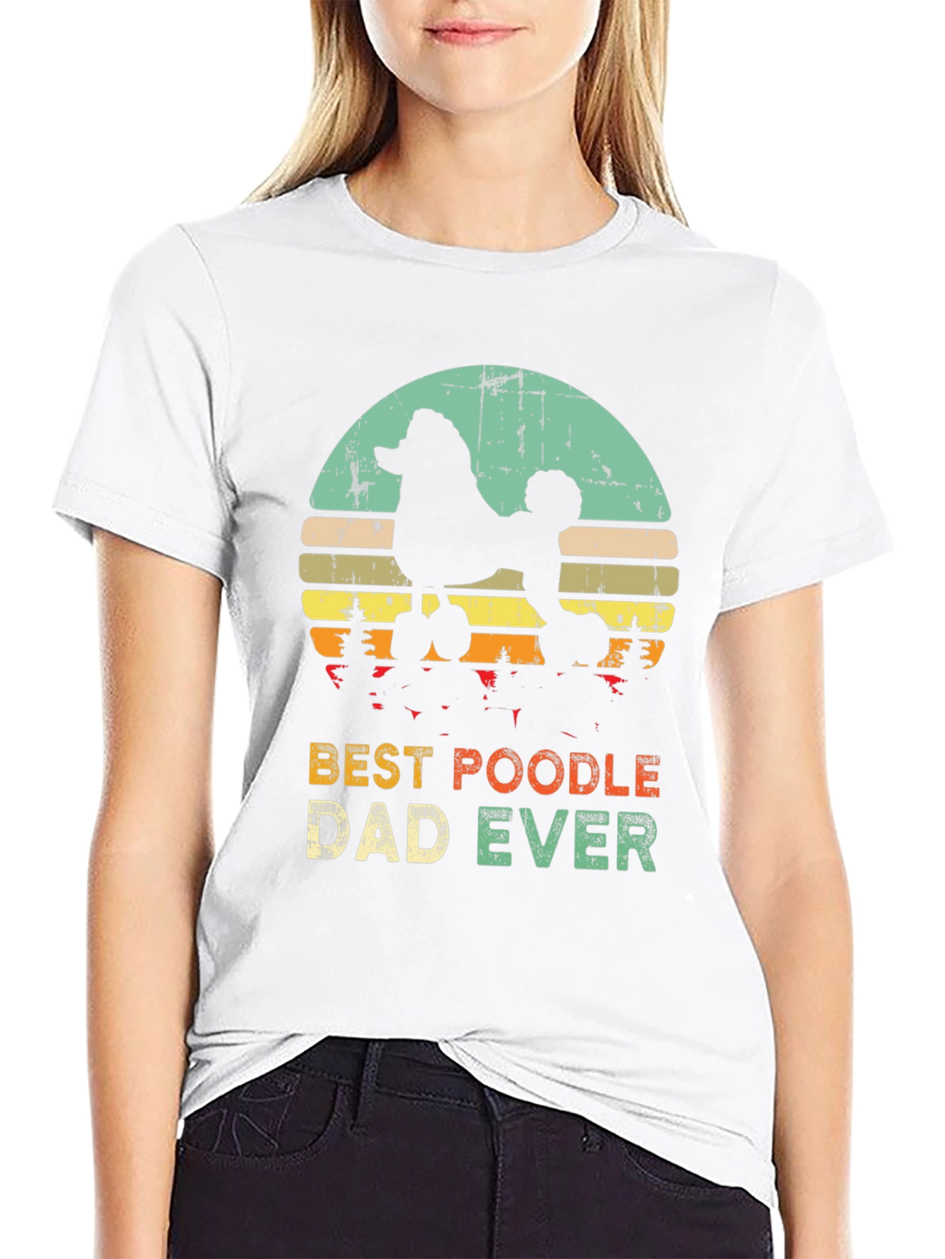 Black Best Poodle Dad Ever T-Shirt view 9