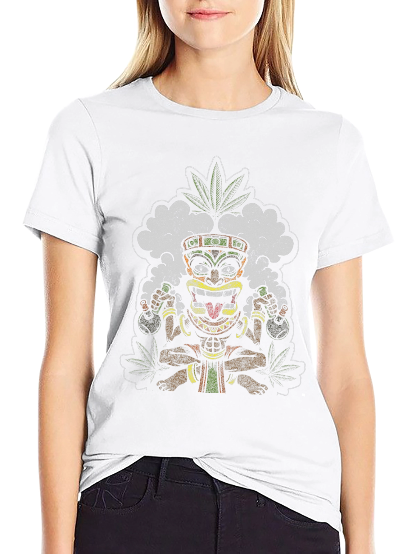 Black Tiki Mask Novelty Graphic T-Shirt view 9