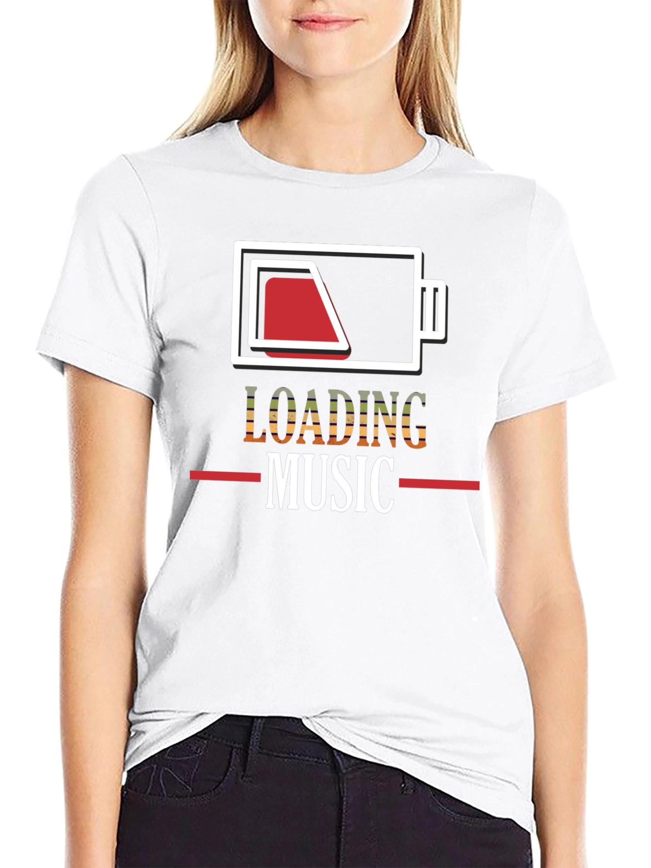 Black Loading Music Battery Graphic T-Shirt view 9