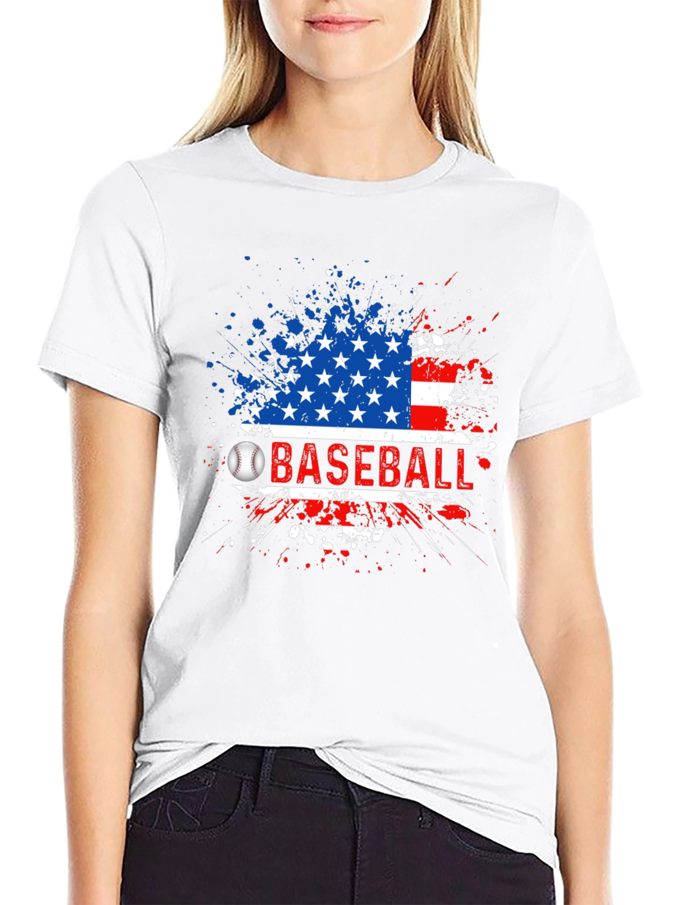 Black Baseball American Flag T-Shirt view 9