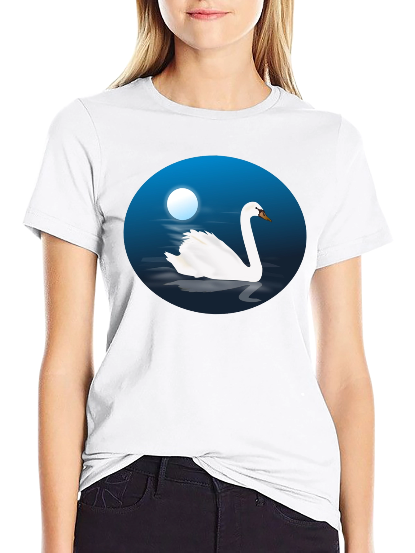 Black Swan Lake Graphic Tee - Black Cotton T-Shirt view 9