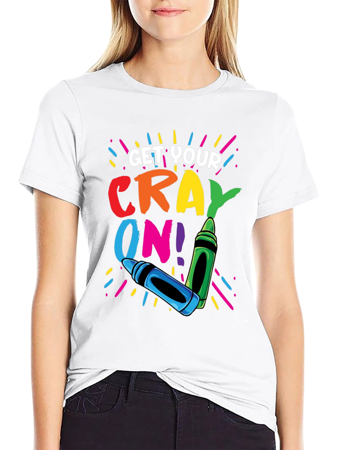 Black Get Your Crayon On! Graphic T-Shirt view 9