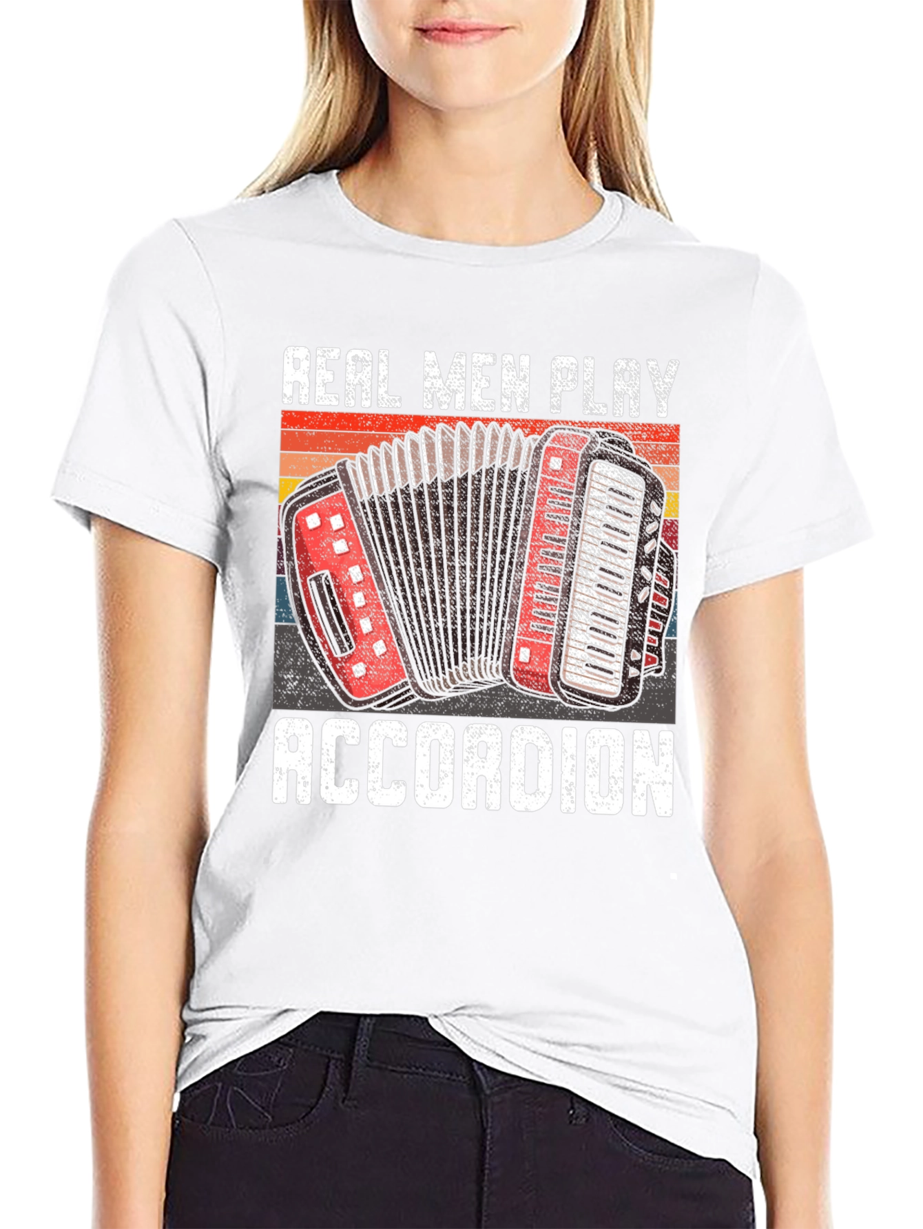 Black Real Men Play Accordion Graphic Tee - Musician Gift view 9