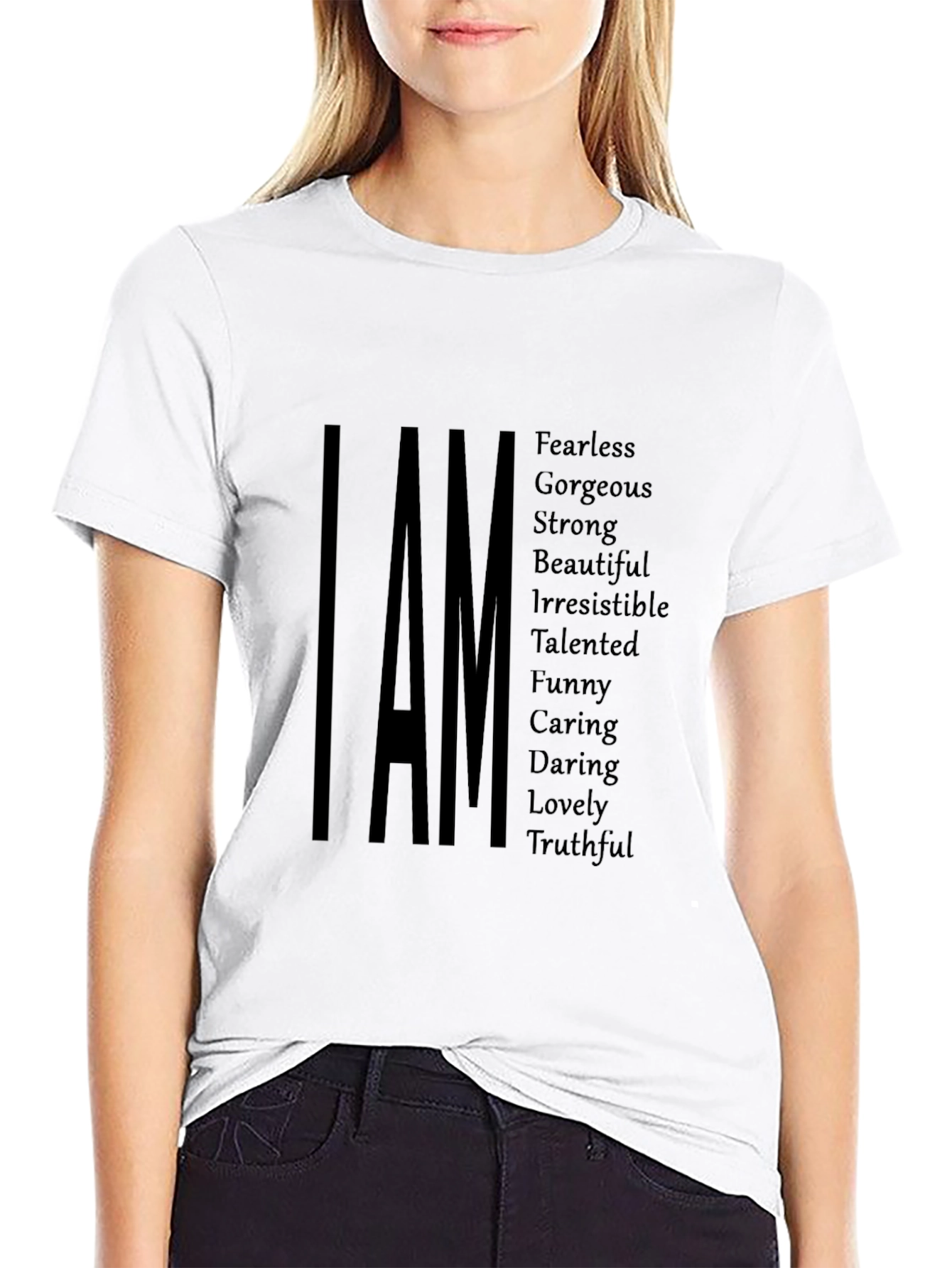 Black I AM Positive Affirmation T-Shirt - Black view 9