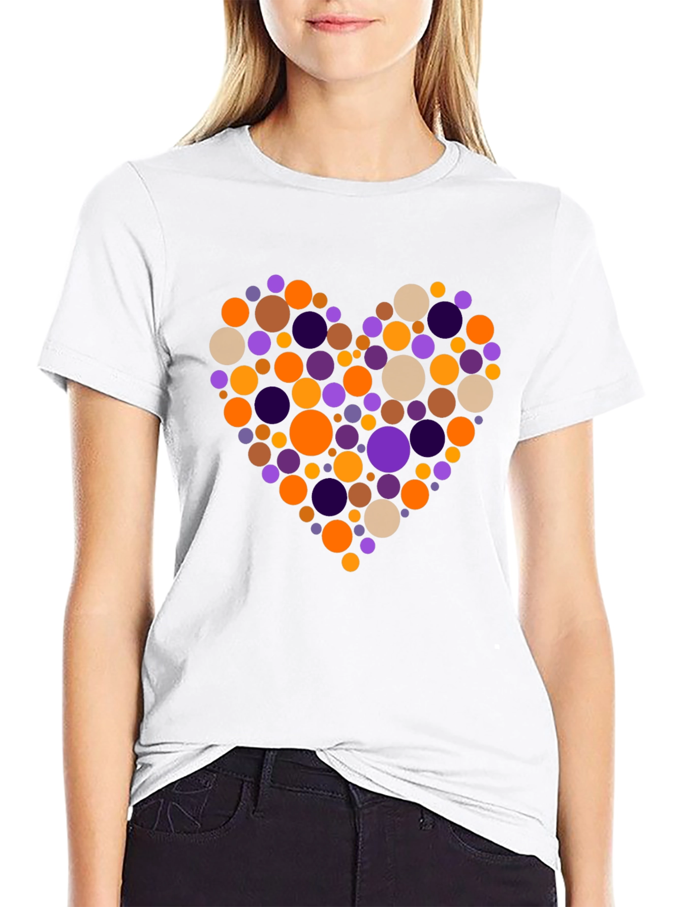 Black Heart Circles Graphic Black T-Shirt view 9