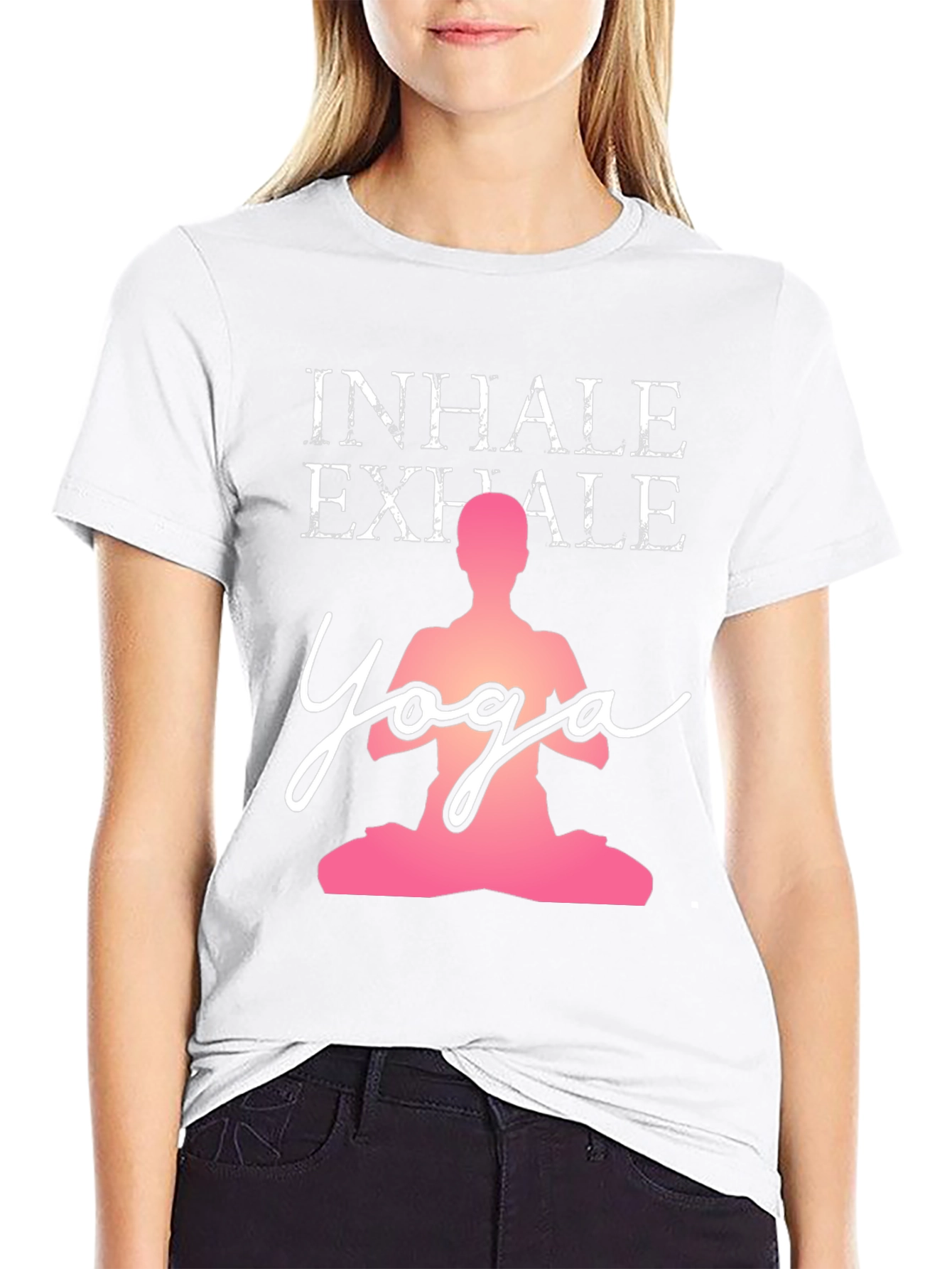 Black Yoga Inhale Exhale Graphic T-Shirt view 9