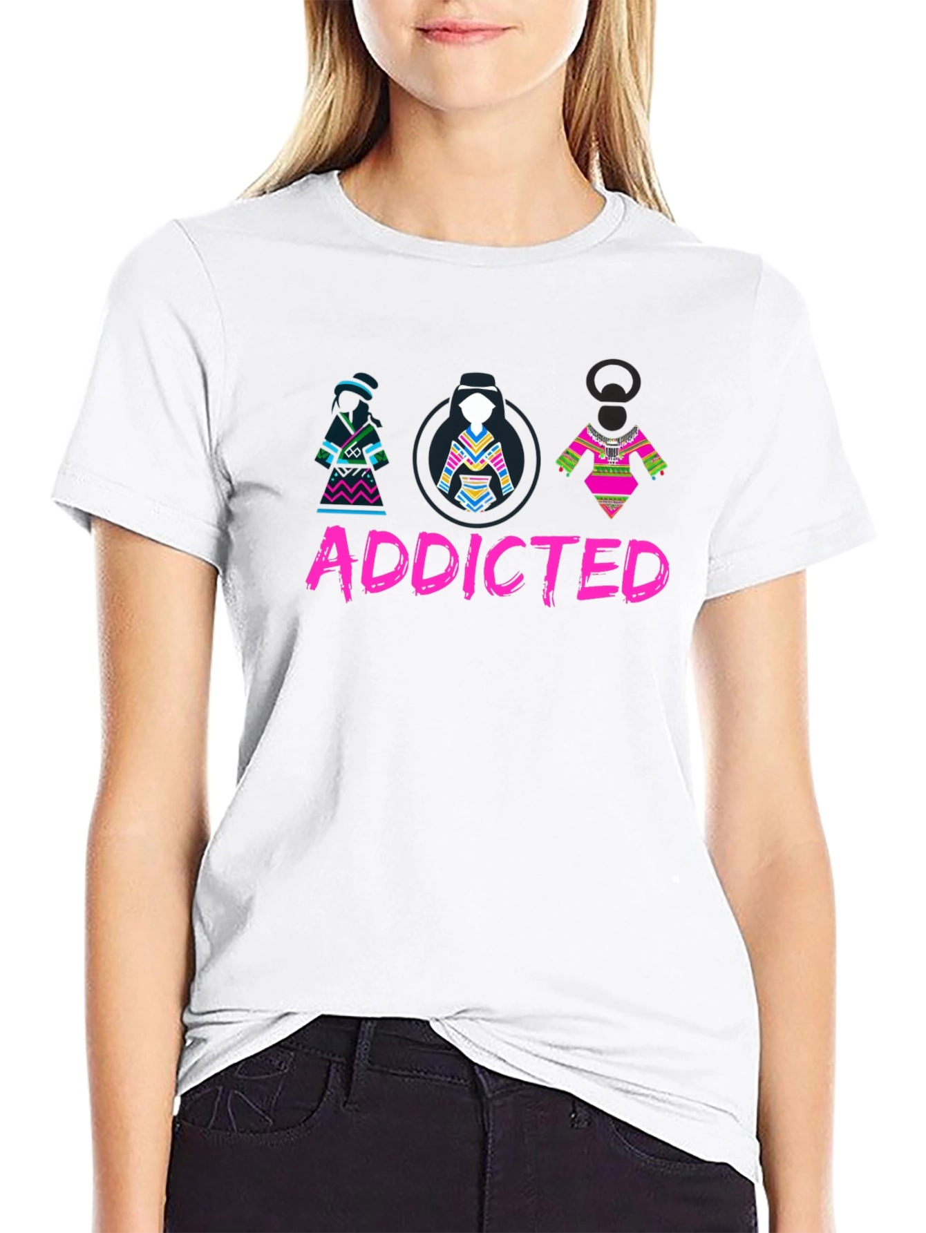 Black Addicted Native Style Black T-Shirt view 9