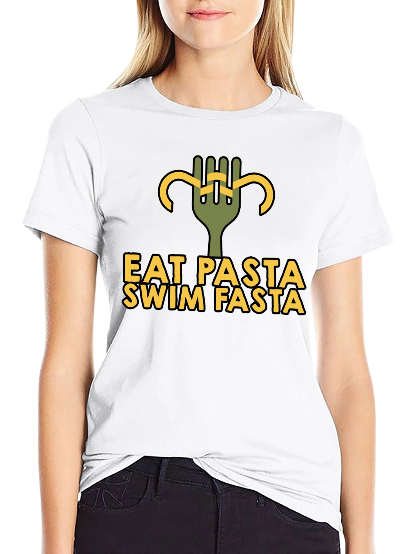 Black Eat Pasta Swim Fasta Graphic T-Shirt view 9