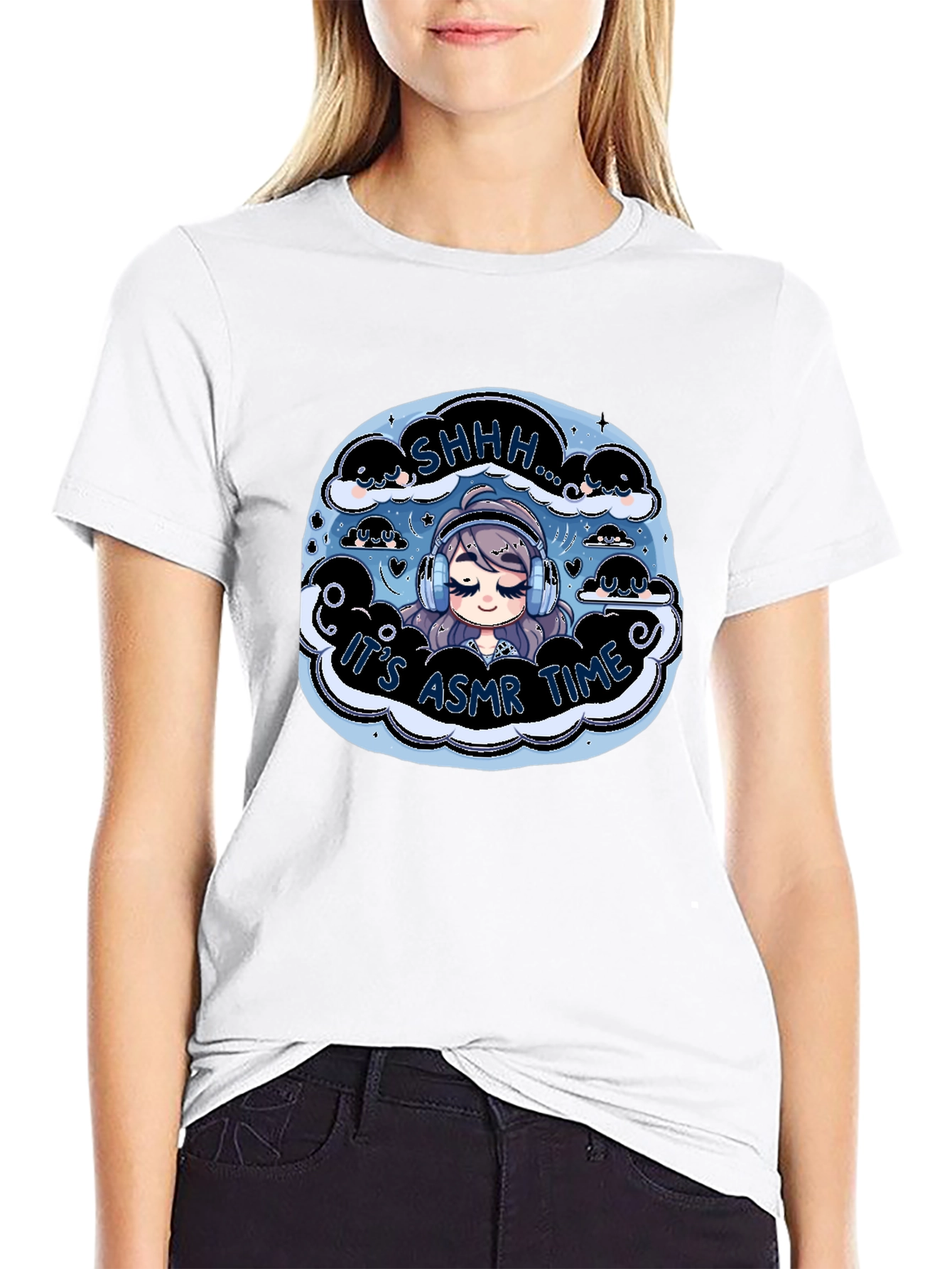Black It's ASMR Time Black T-Shirt - Cute Anime Design view 9