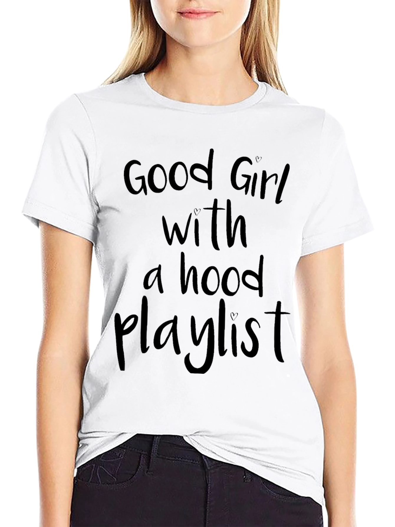 Black Good Girl Hood Playlist Graphic Tee view 9