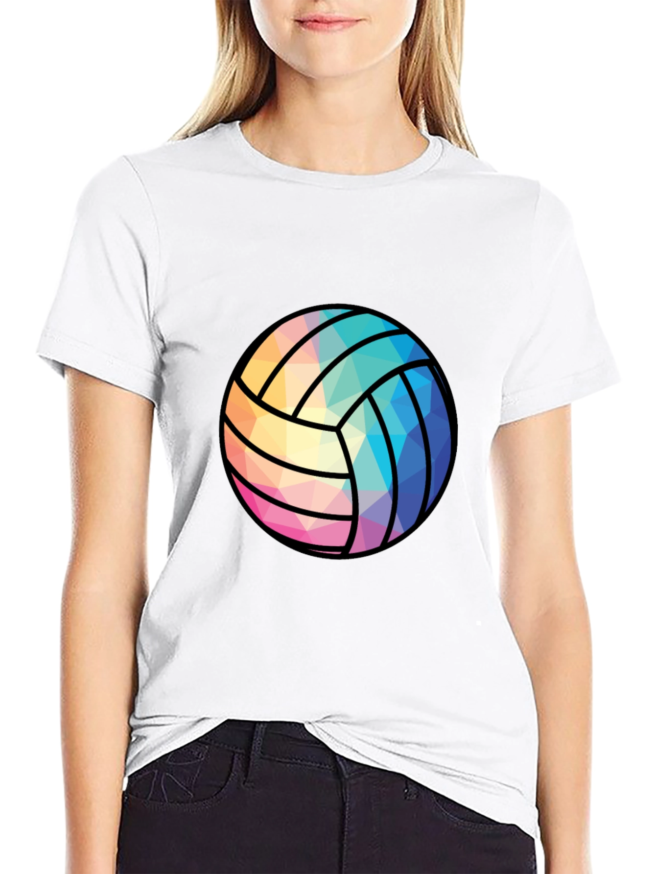 Black Geometric Volleyball Graphic Tee - Black view 9