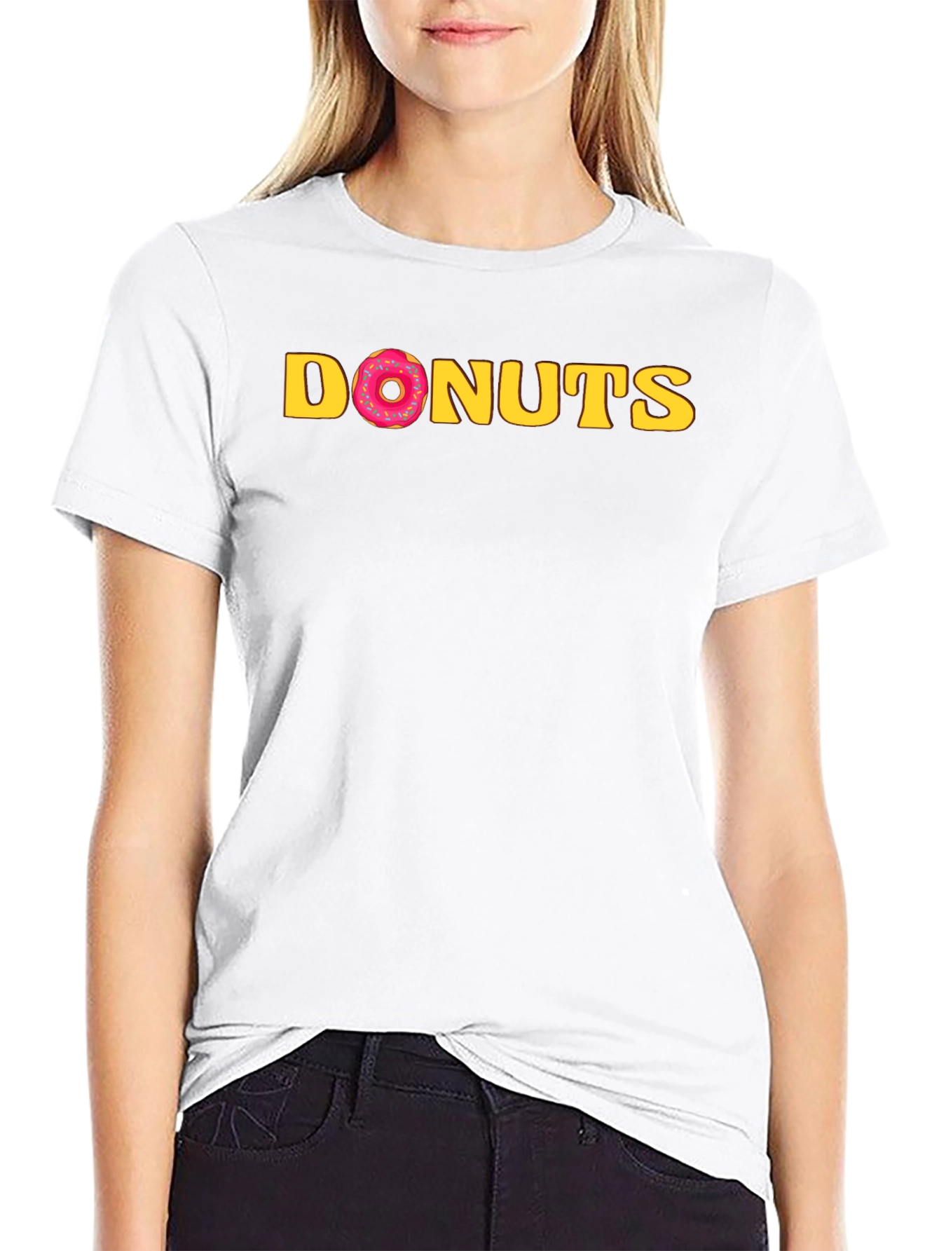 Black Men's Donuts Graphic Crew Neck T-Shirt - Black view 9