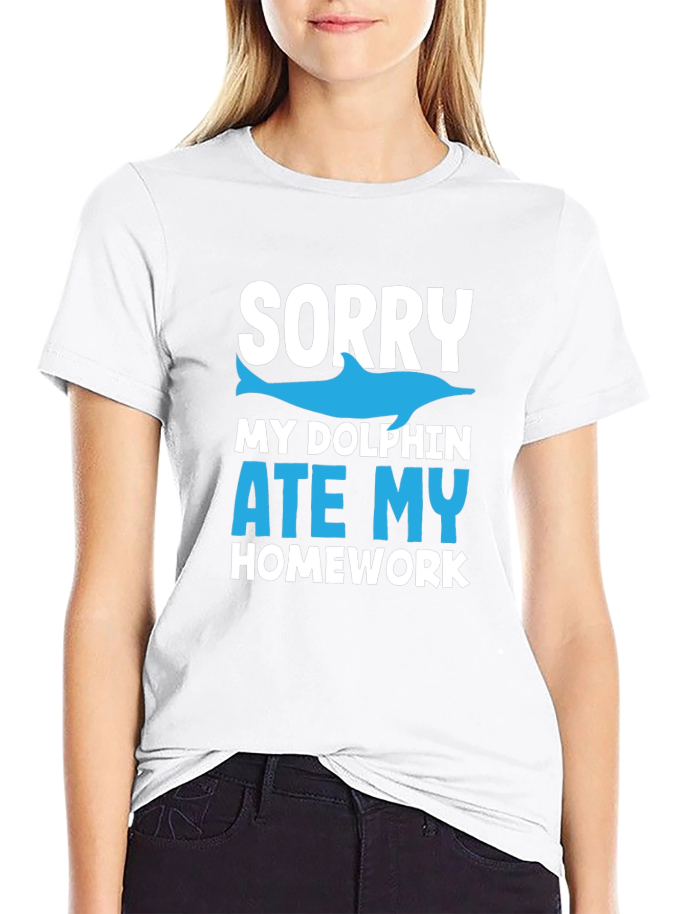 Black Sorry My Dolphin Ate My Homework T-Shirt view 9