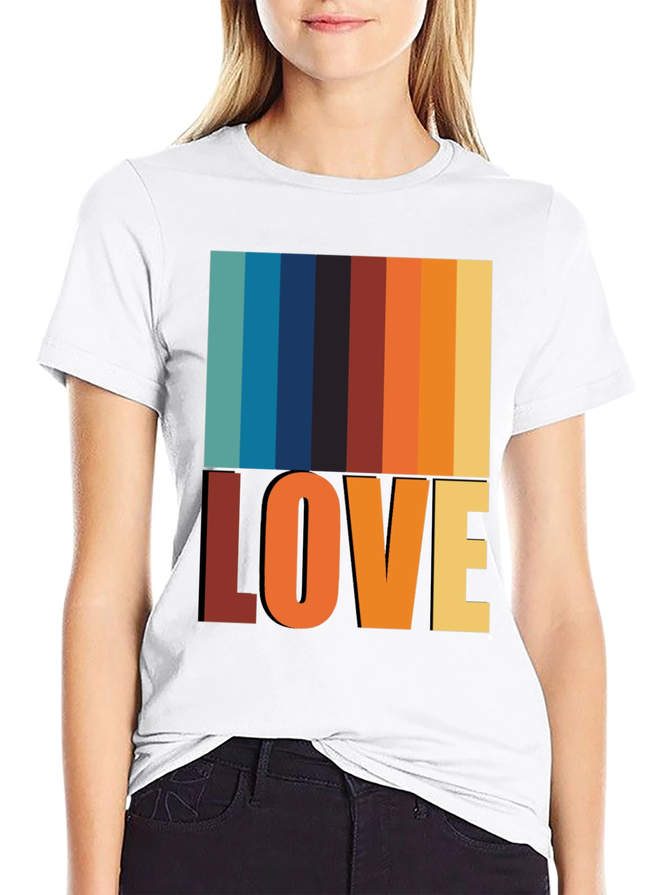 Black Retro Love T-Shirt - Vintage Style Tee view 9