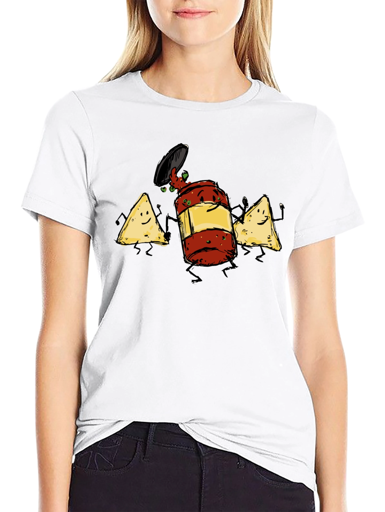 Black Funny Nachos & Salsa T-Shirt view 9