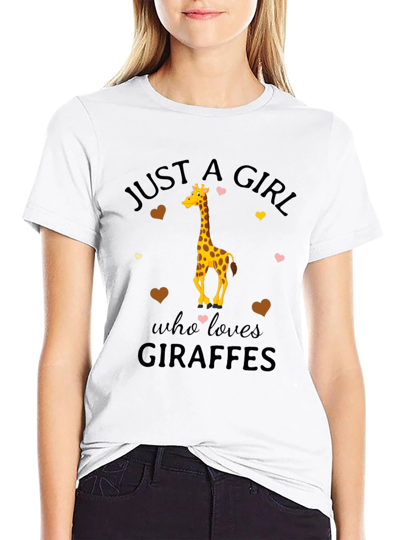 Black Just A Girl Who Loves Giraffes T-Shirt view 9