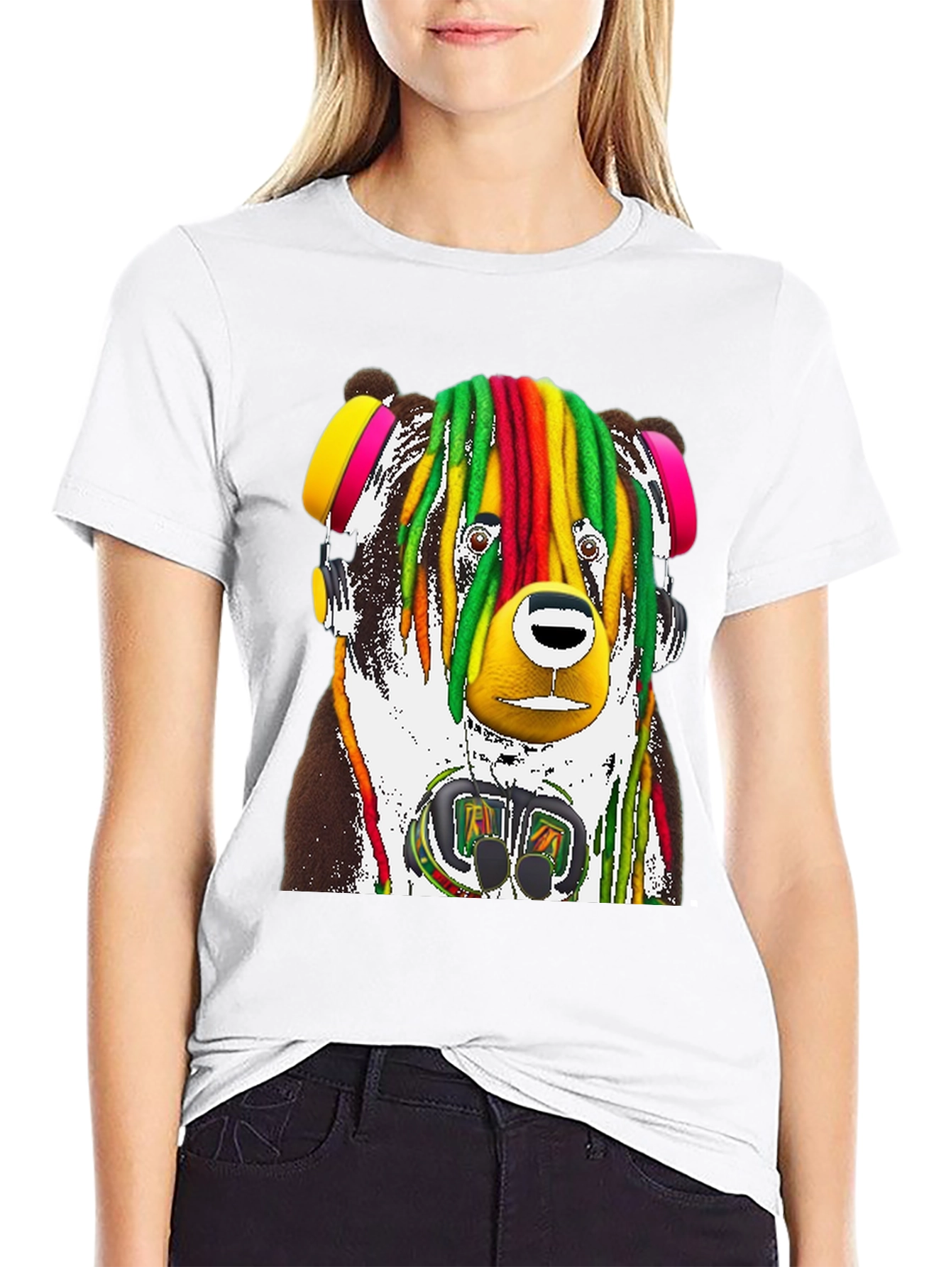 Black Rasta Bear Graphic Tee - Unique Design view 9