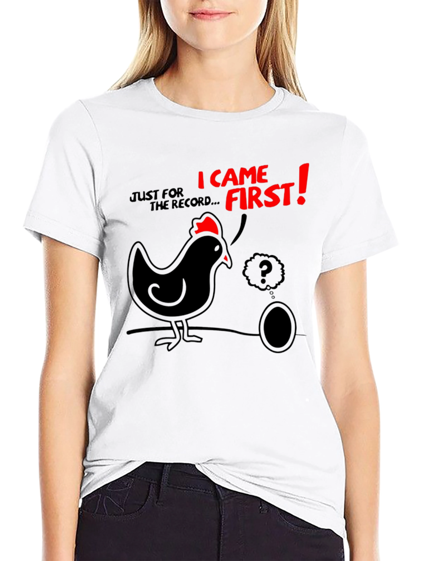 Black Funny Chicken & Egg T-Shirt - Who Came First? view 9