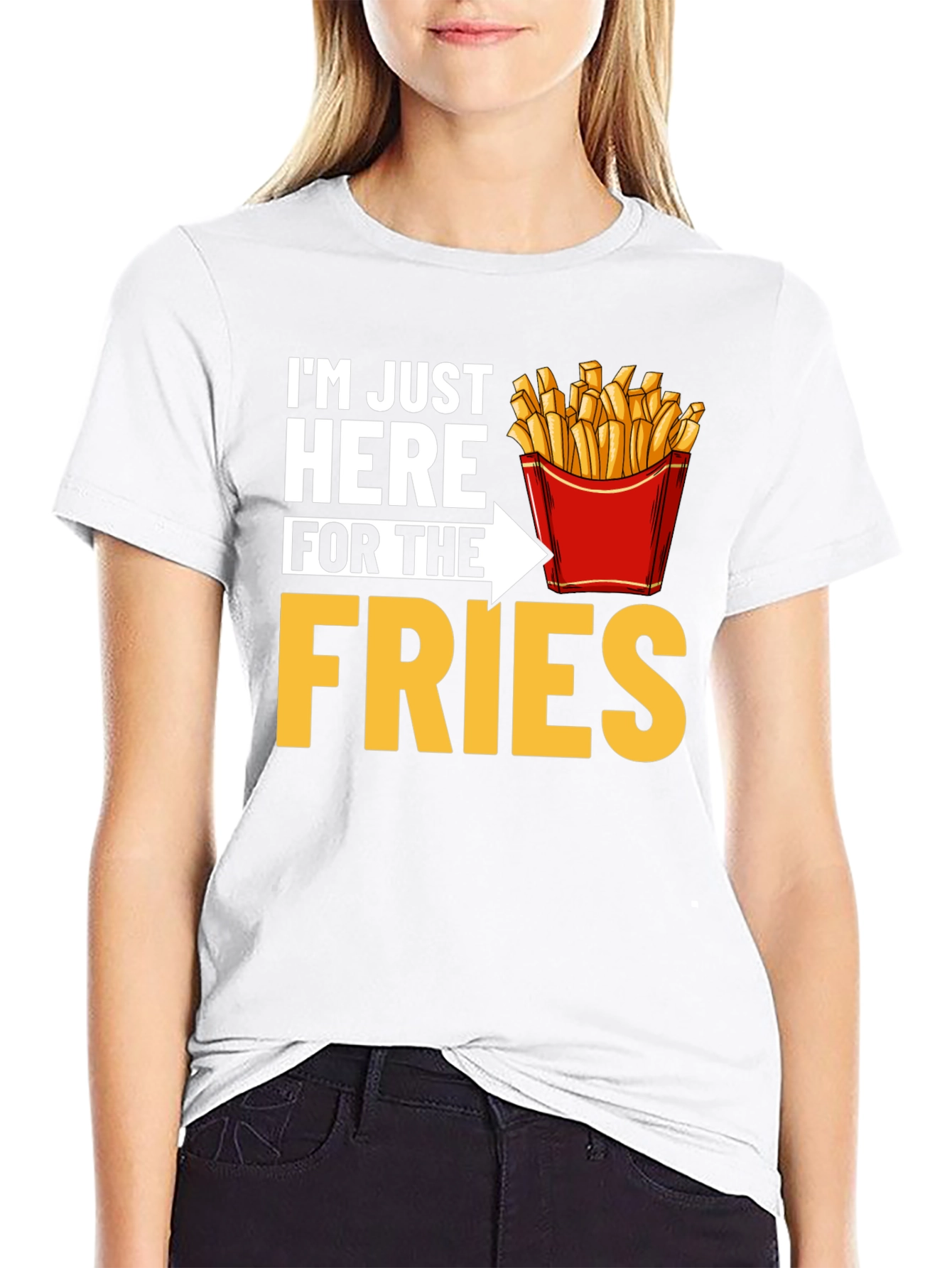 Black Just Here for the Fries Graphic T-Shirt view 9