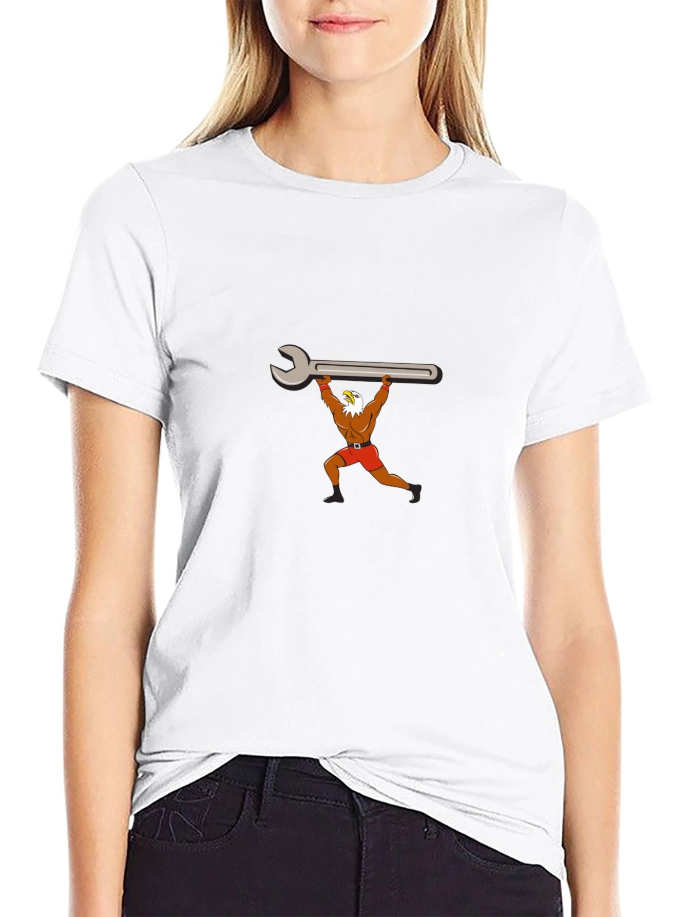 Black Eagle Mechanic T-Shirt - Weightlifting Wrench Design view 9