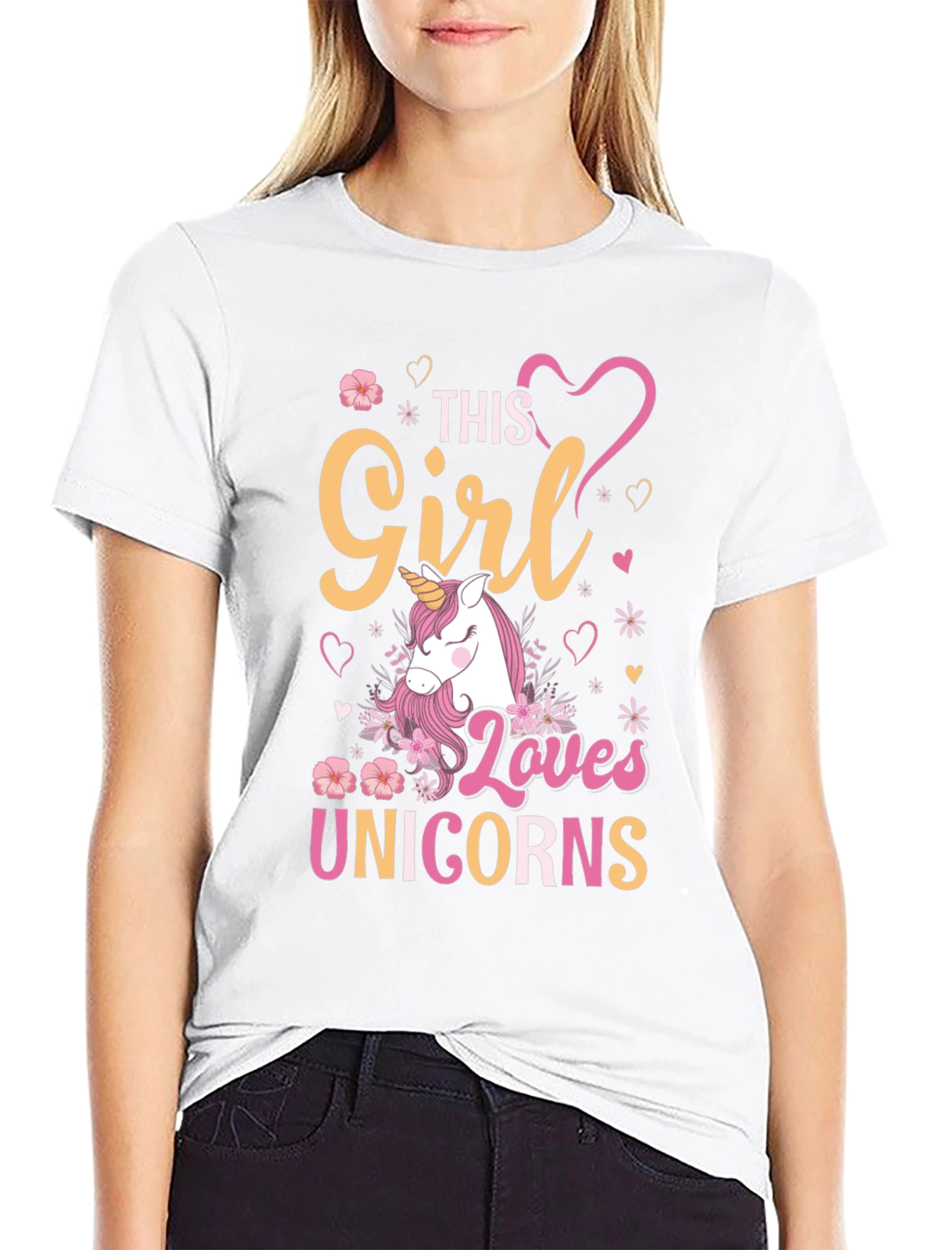 Black Girl Loves Unicorns T-Shirt, Black view 9