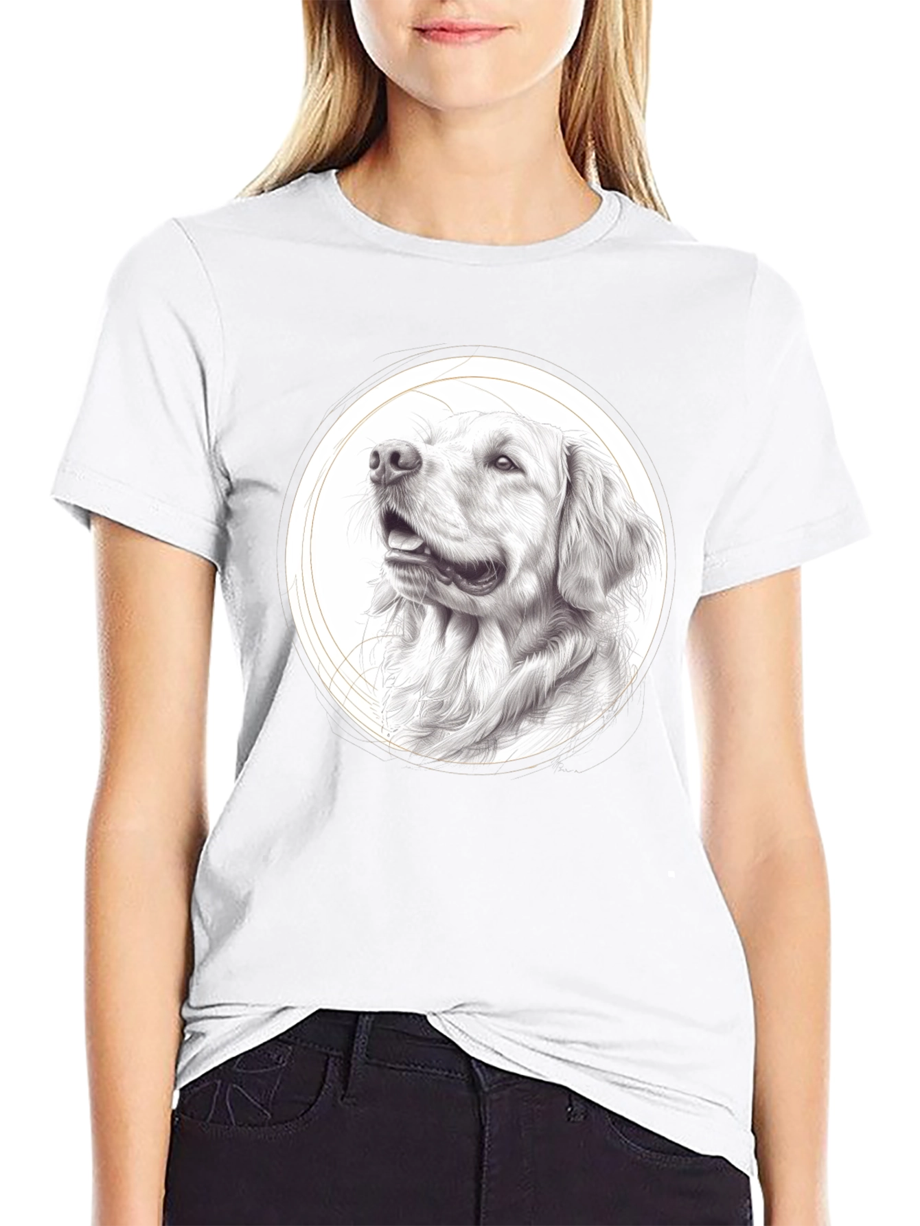 Black Dog Portrait Black T-Shirt - Artistic Pet Lover Tee view 9