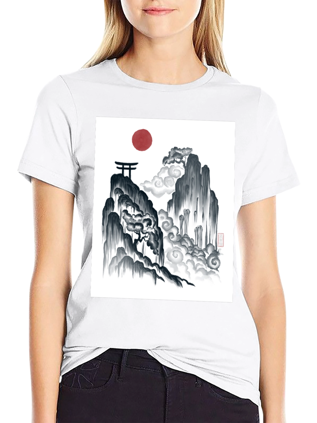 Black Zen Mountain Graphic Tee - Black Cotton Blend view 9