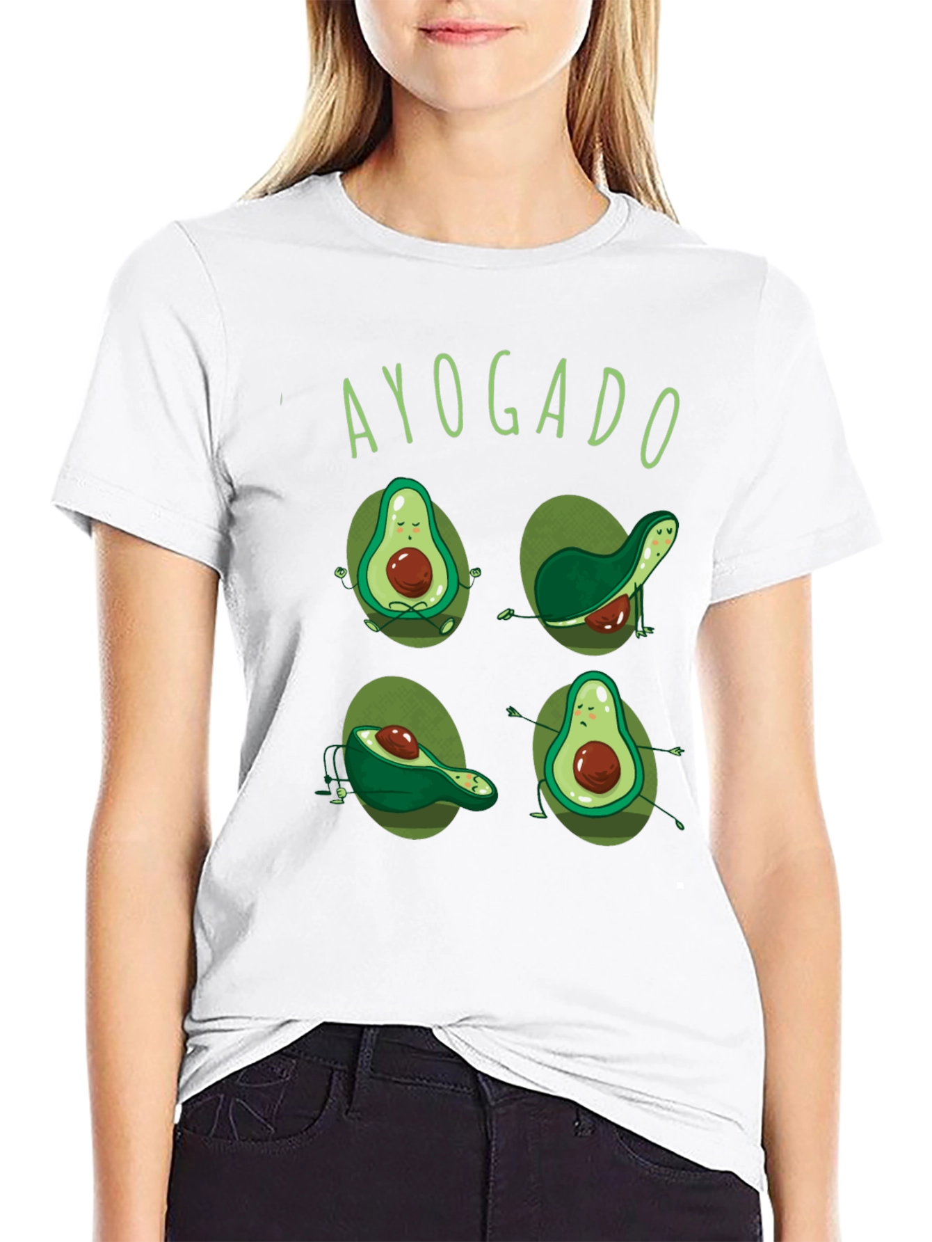 Black Ayogado Yoga Avocado Funny Graphic T-Shirt view 9