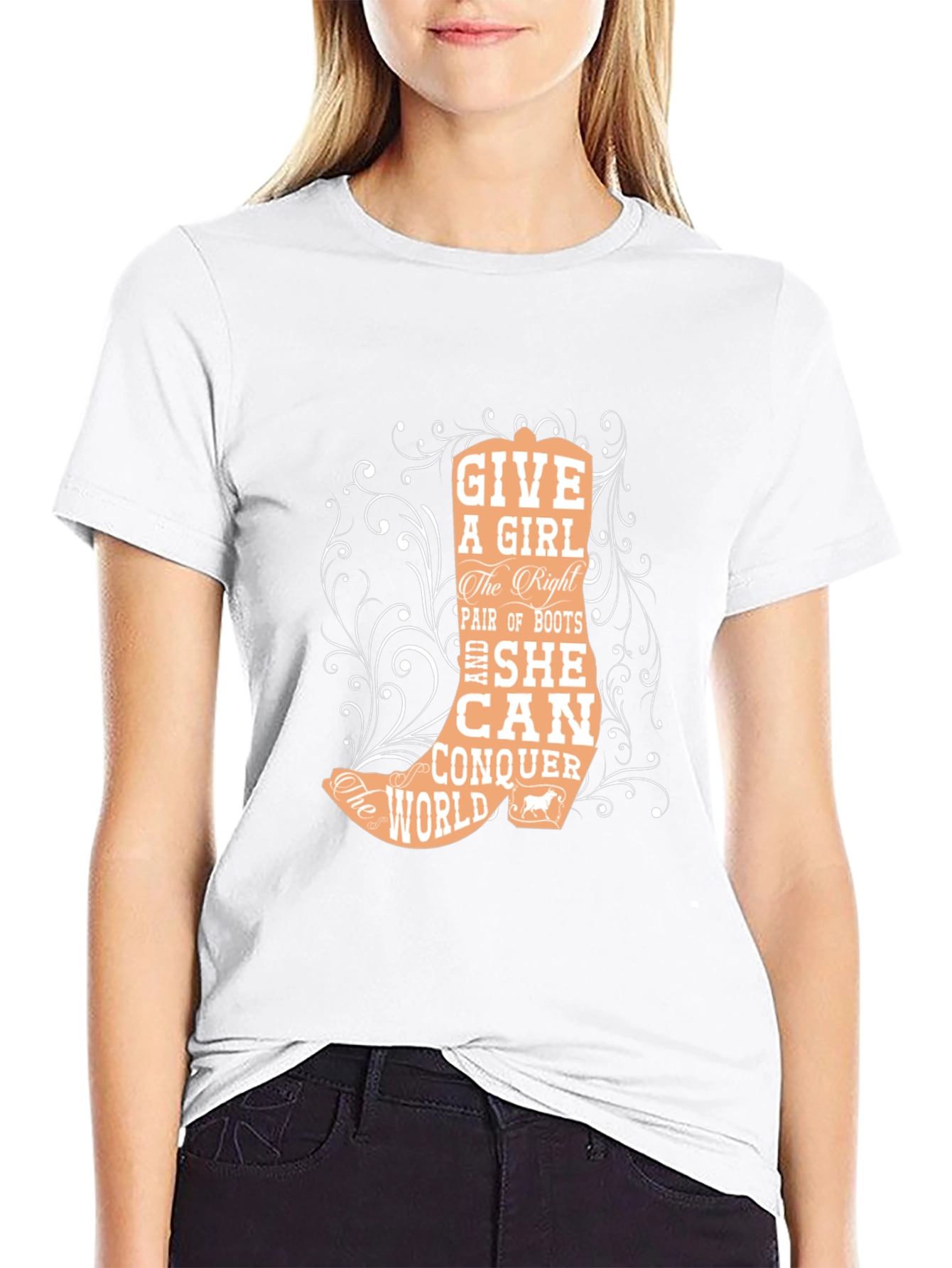 Cowgirl Boots T-Shirt: Conquer The World - 9