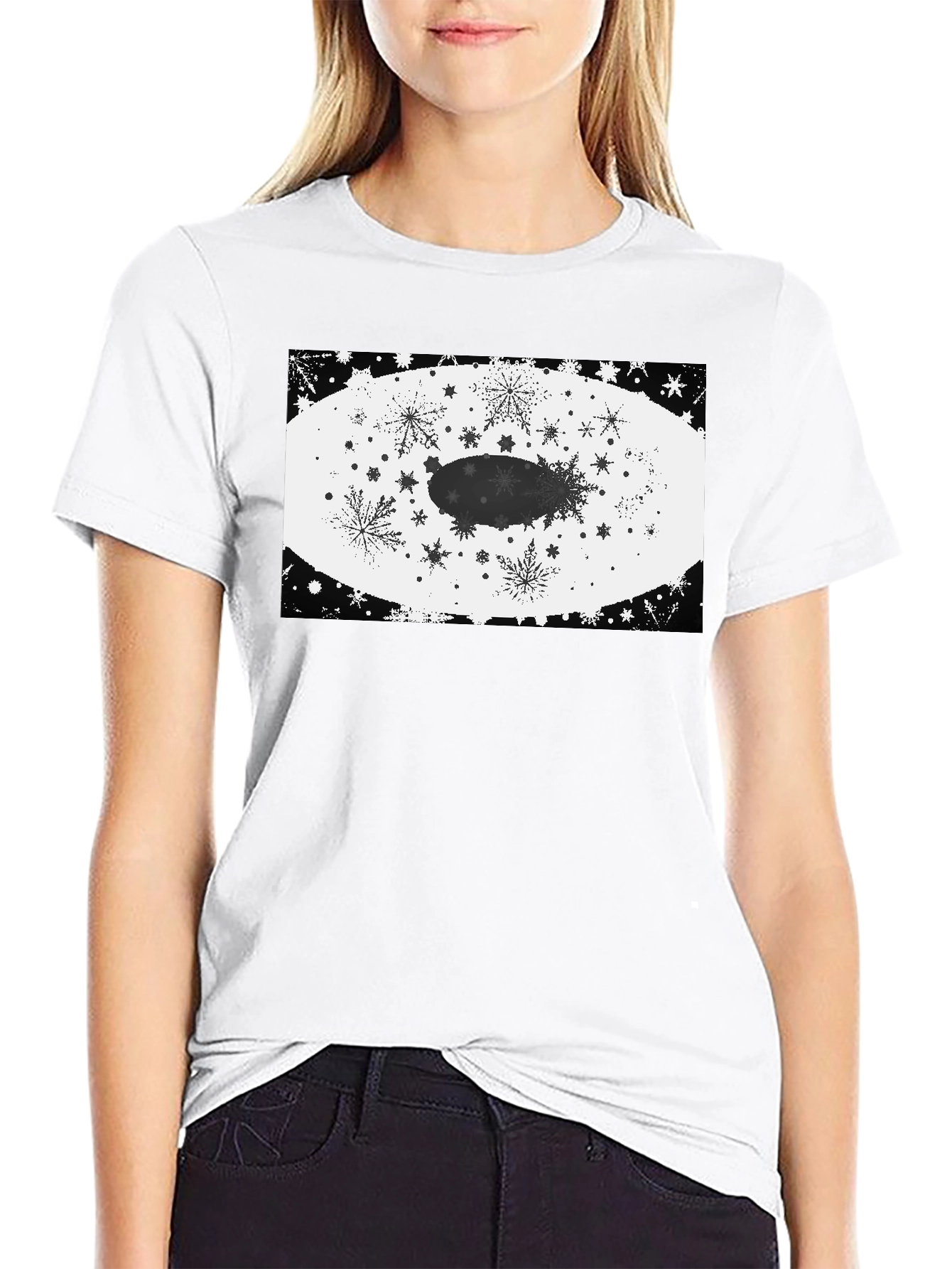 Black Snowflake Zeppelin Graphic Tee - Stylish Cotton Shirt view 9