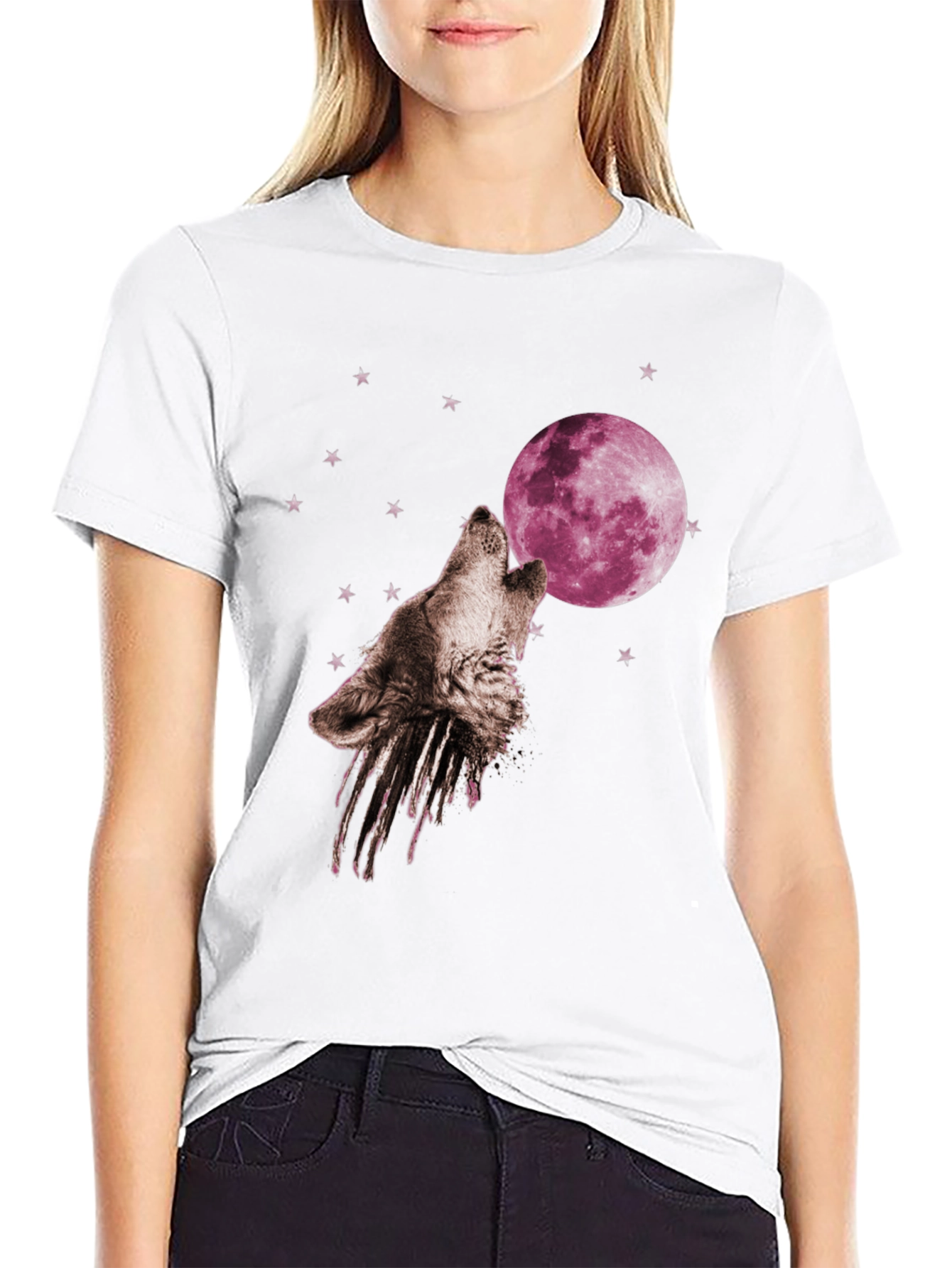 Black Wolf Moon T-Shirt - Graphic Print view 9