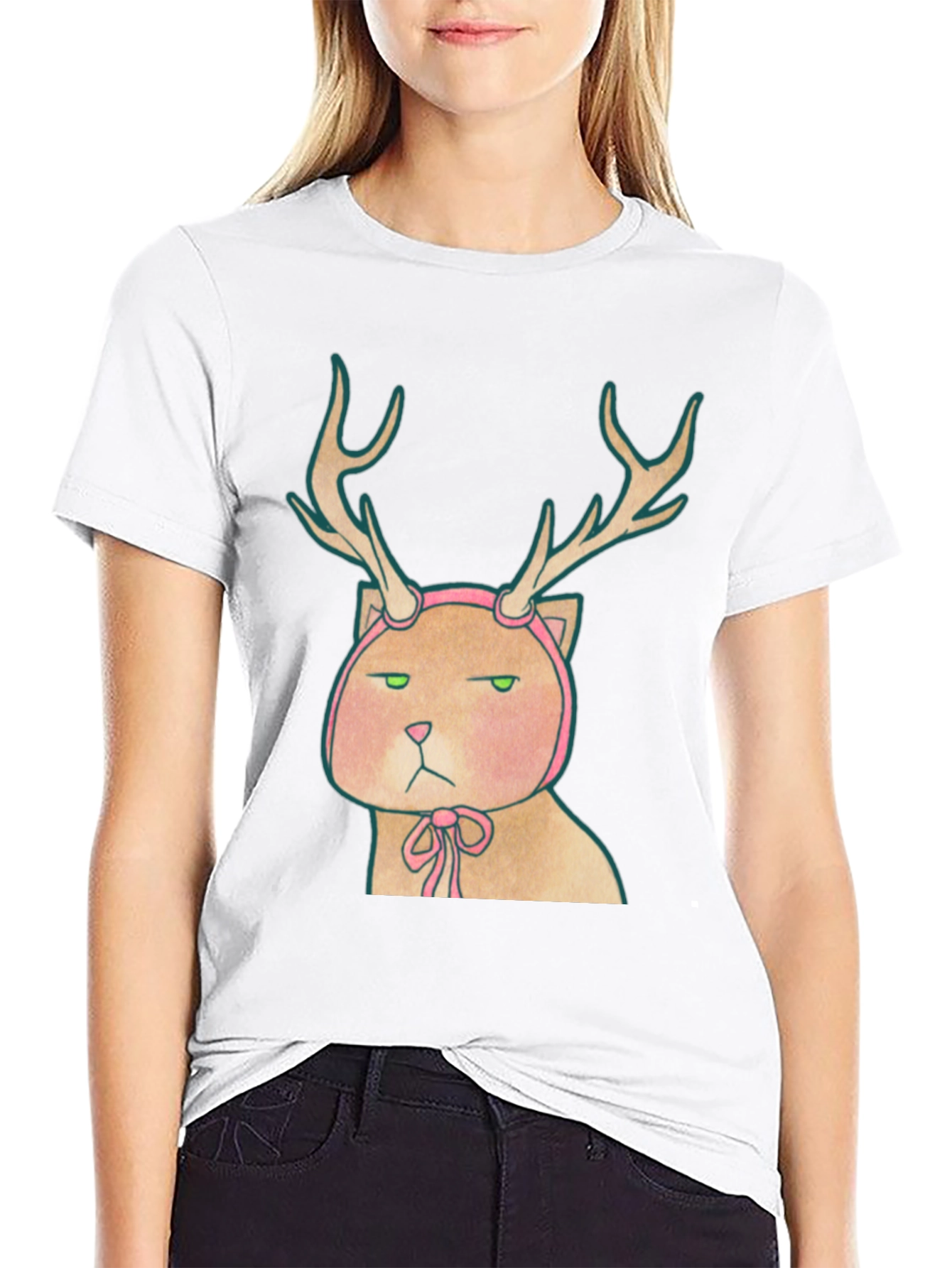 Black Cat Deer Graphic T-Shirt - Unisex Tee view 9