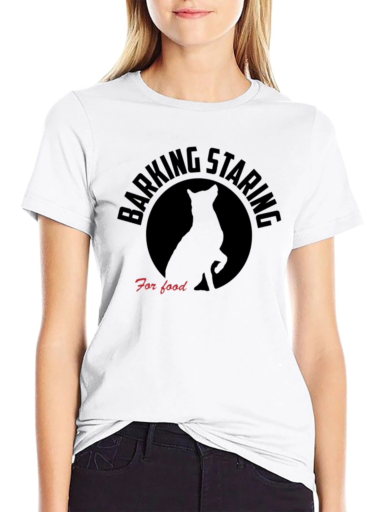 Black Barking Staring for Food Graphic Tee view 9