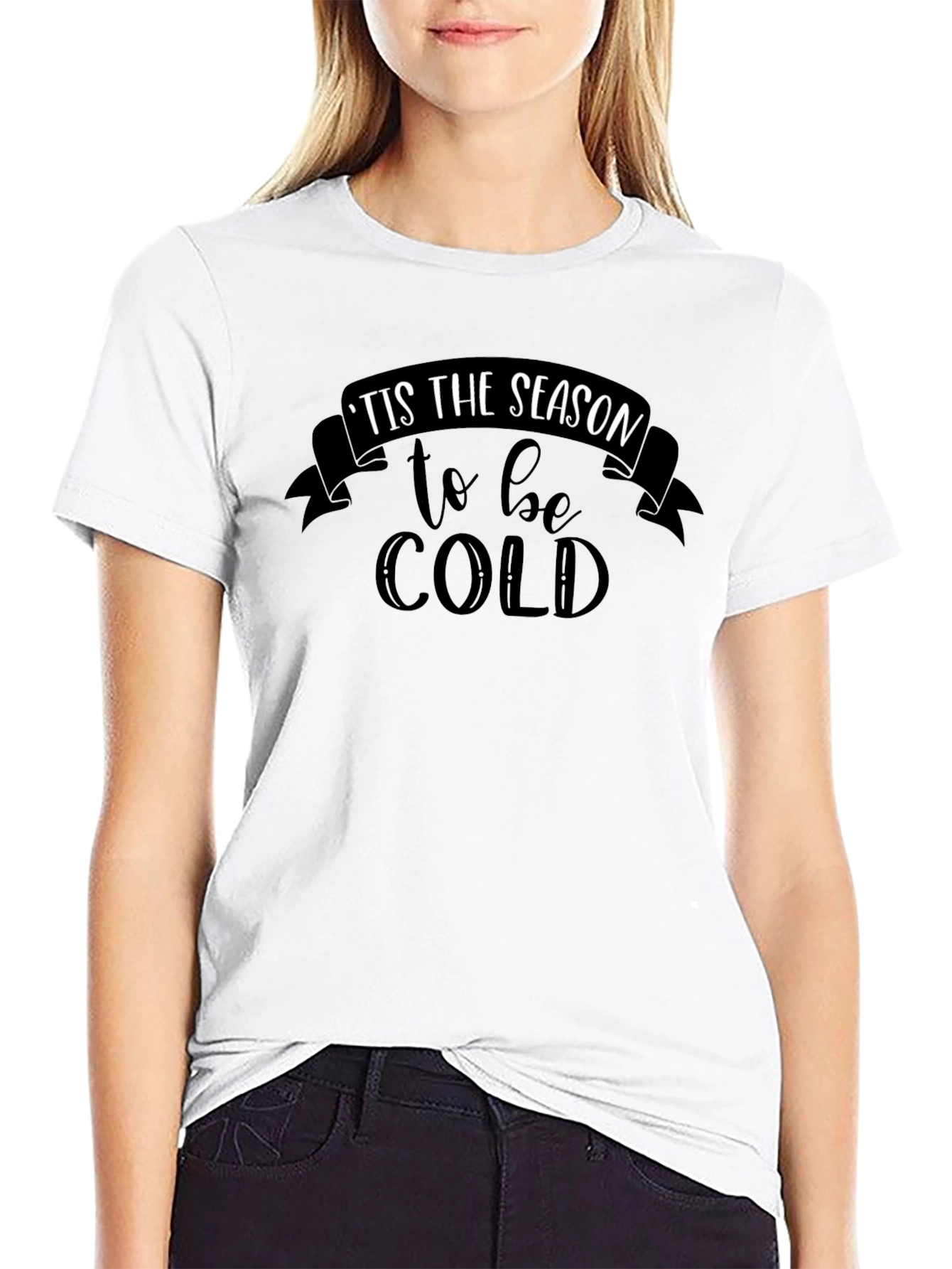 Black Tis the Season to be Cold Graphic T-Shirt view 9
