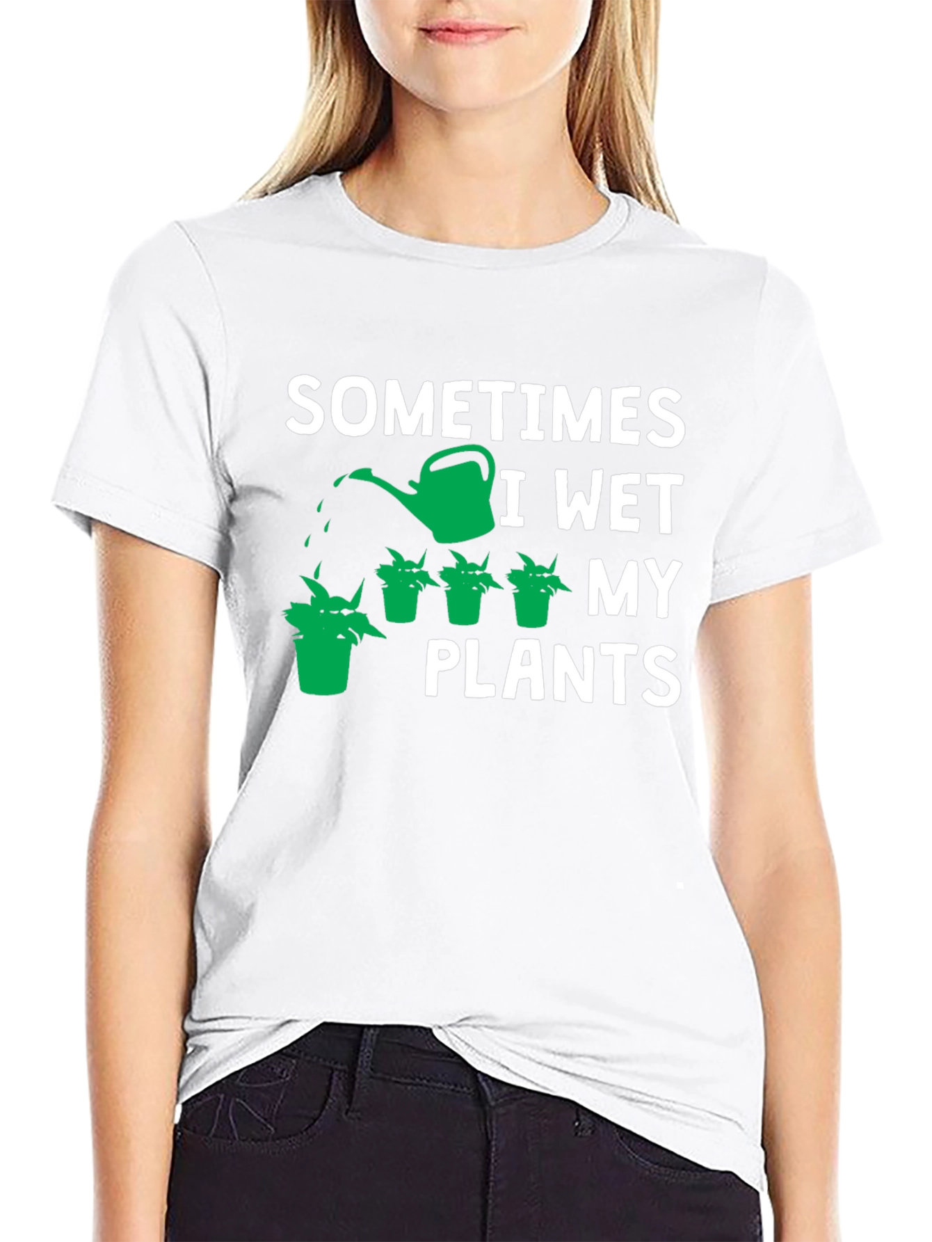 Black Sometimes I Wet My Plants Graphic Tee view 9