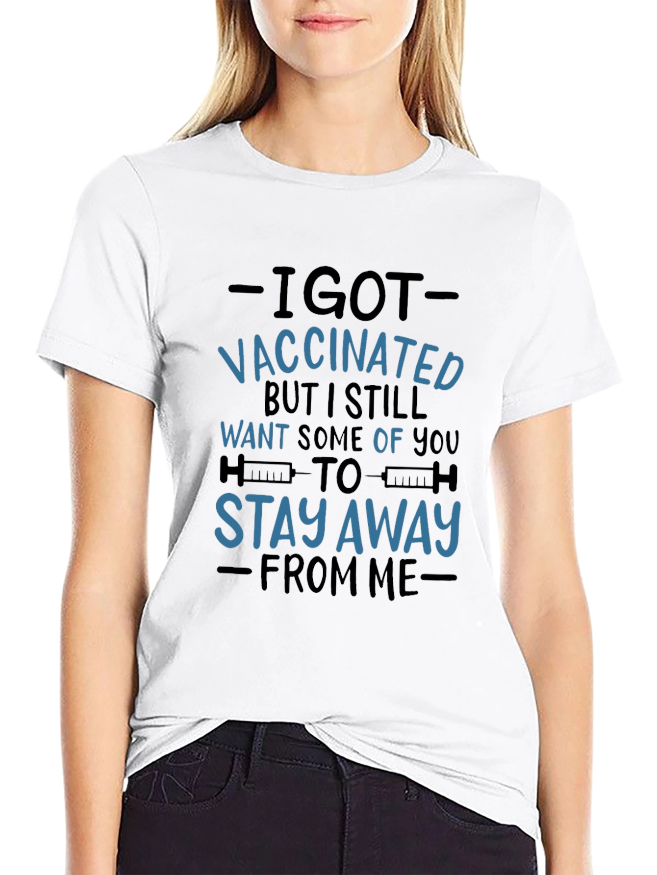Black I Got Vaccinated T-Shirt - Stay Away view 9